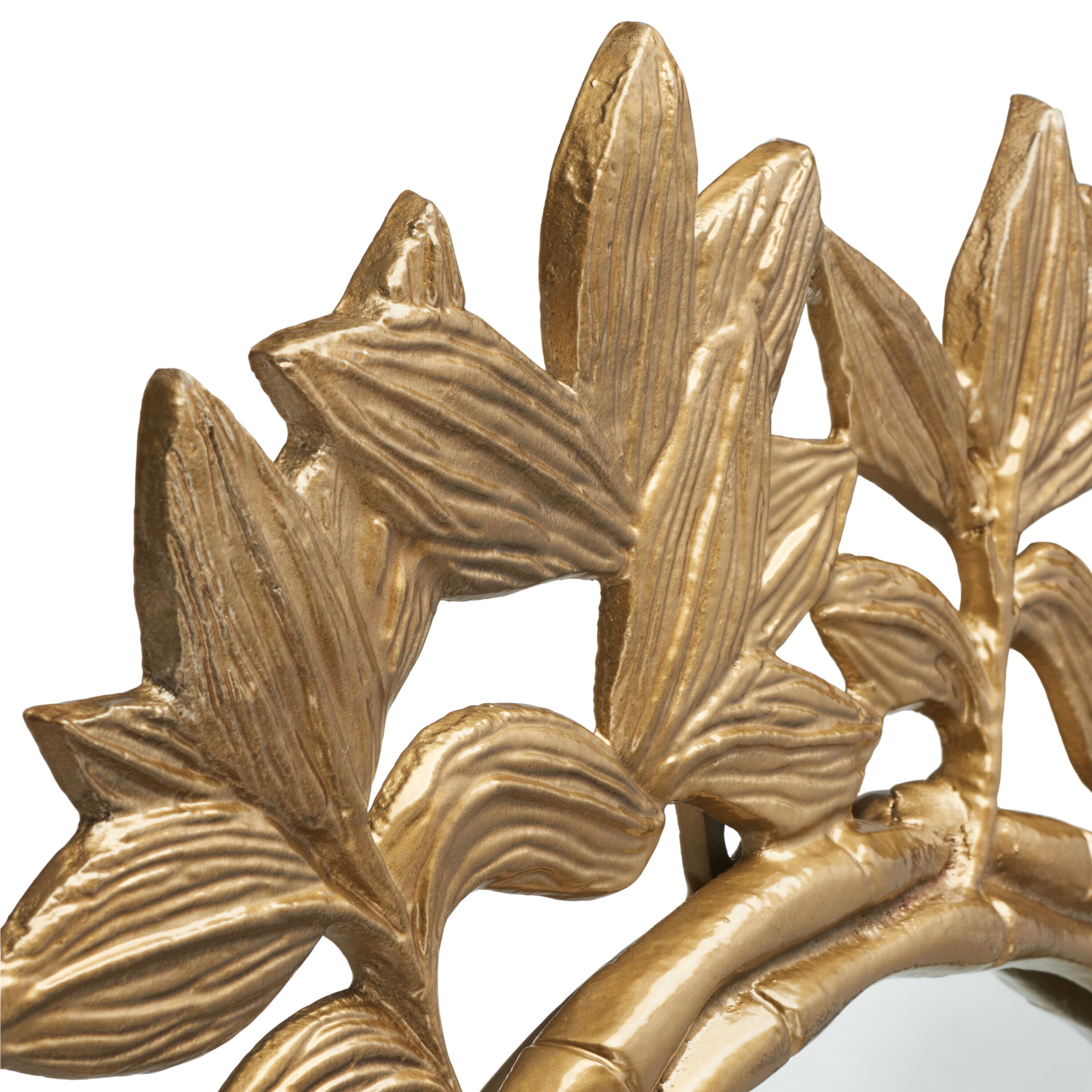 Antique Brass Sunburst Round Wood Vanity Mirror