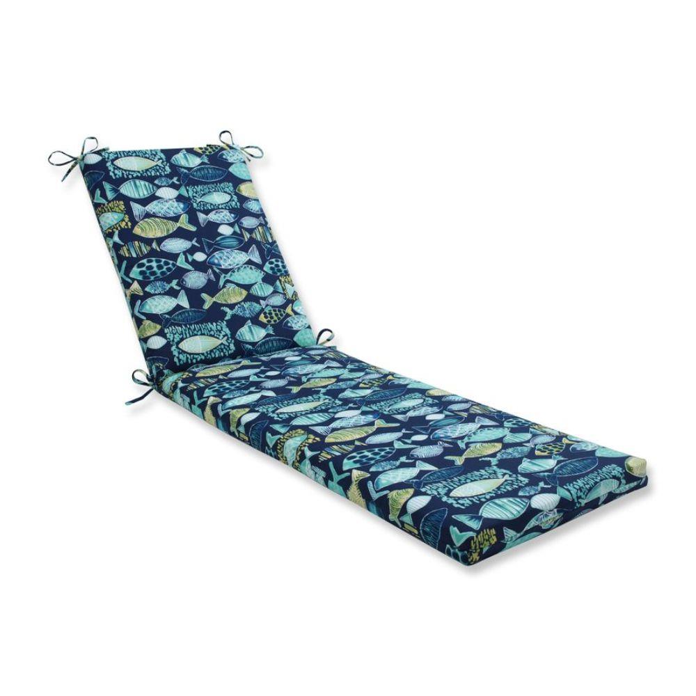 Pillow Perfect Hooked Lagoon 80-in x 23-in Blue Patio Chaise Lounge Chair  Cushion in the Patio Furniture Cushions department at