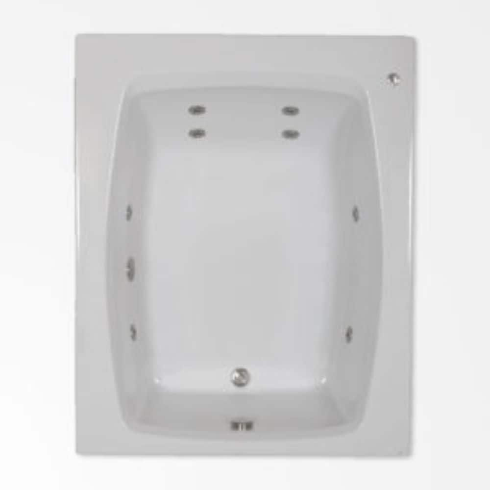 Designer 47.75-in x 59.75-in Biscuit Acrylic Drop-In Whirlpool Tub (Reversible Drain) in White | - WaterTECH 6048 BISCUIT