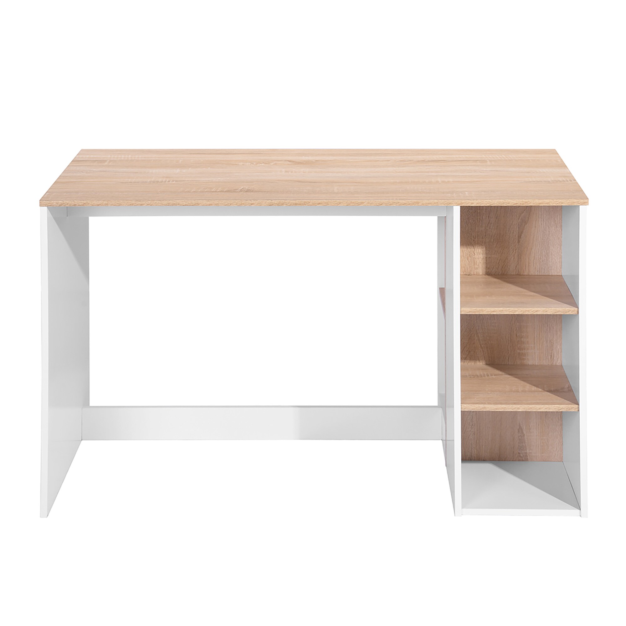 Computer Desk with 3 Drawers, 1 Door and 1 Storage Shelf, Office Desk with Drawers Latitude Run Color: White