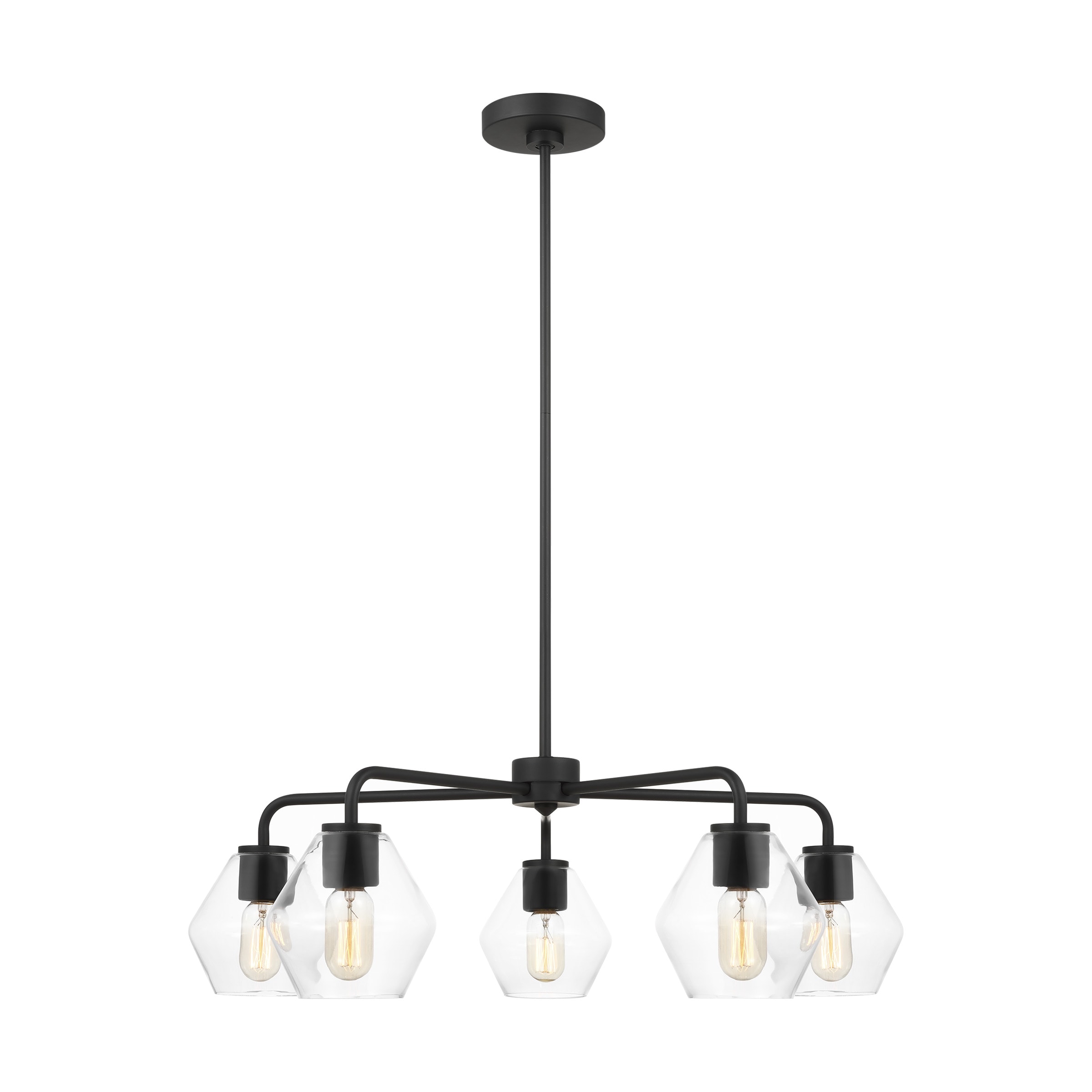 Generation Lighting 3002405-112 Jett 5 -Light Matte Black Transitional For Use in Dining Rooms, Foyers, Living Rooms Chandelier