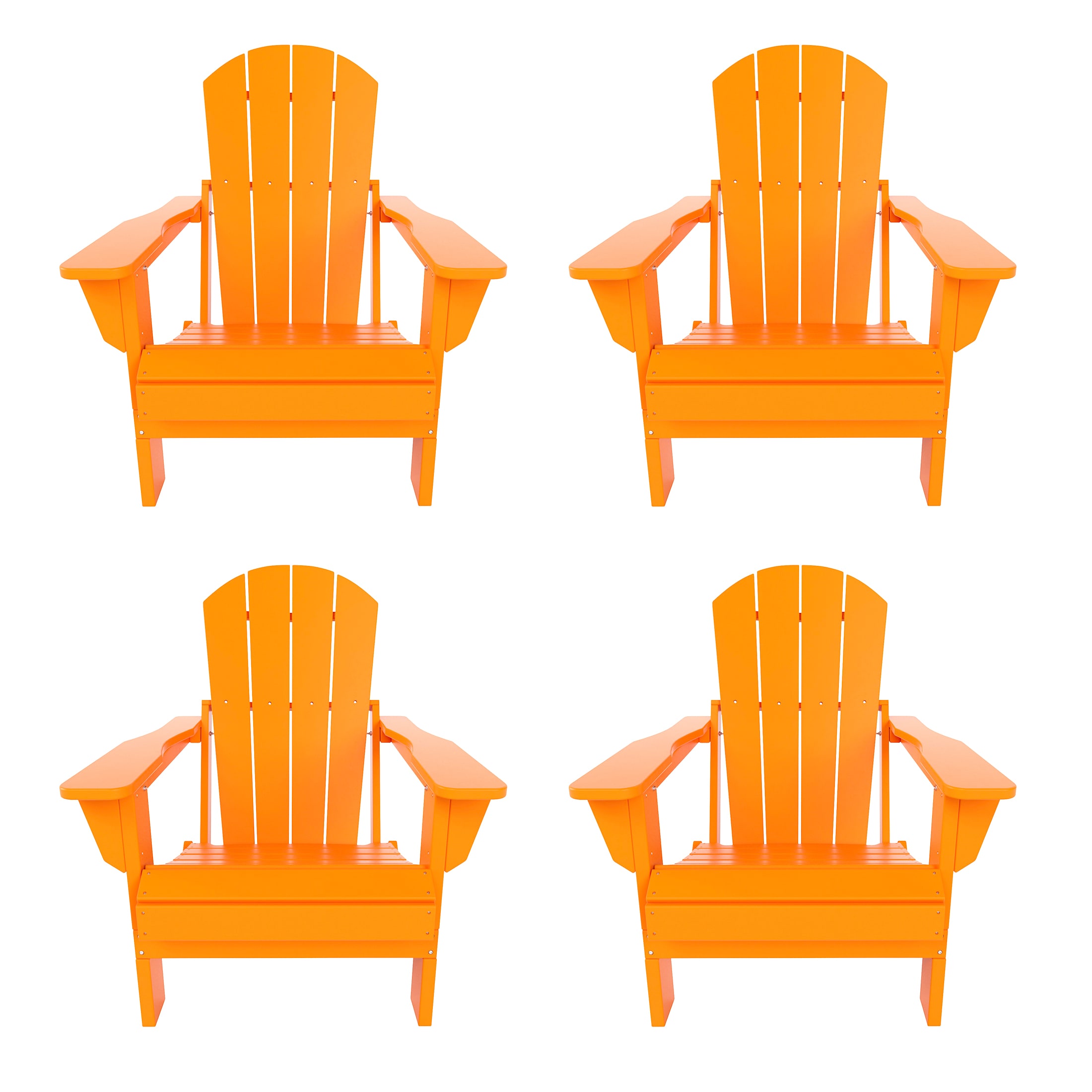 Westin Furniture 2001006-4 Laguna Set of 4 Orange HDPE Frame Stationary Adirondack Chair with Slat Seat