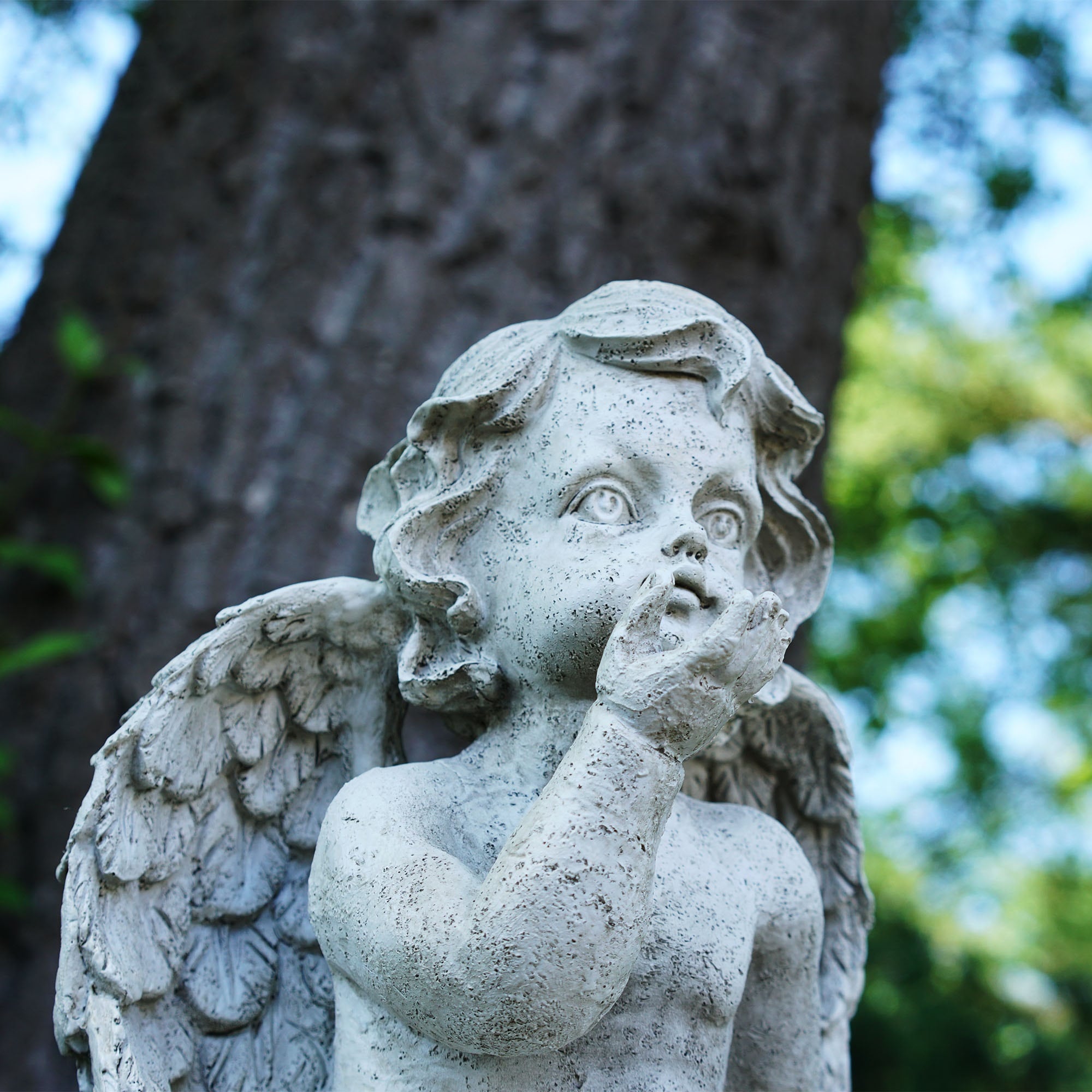 Northlight 18-in H x 8-in W Gray Angels and Cherubs Garden Statue in ...