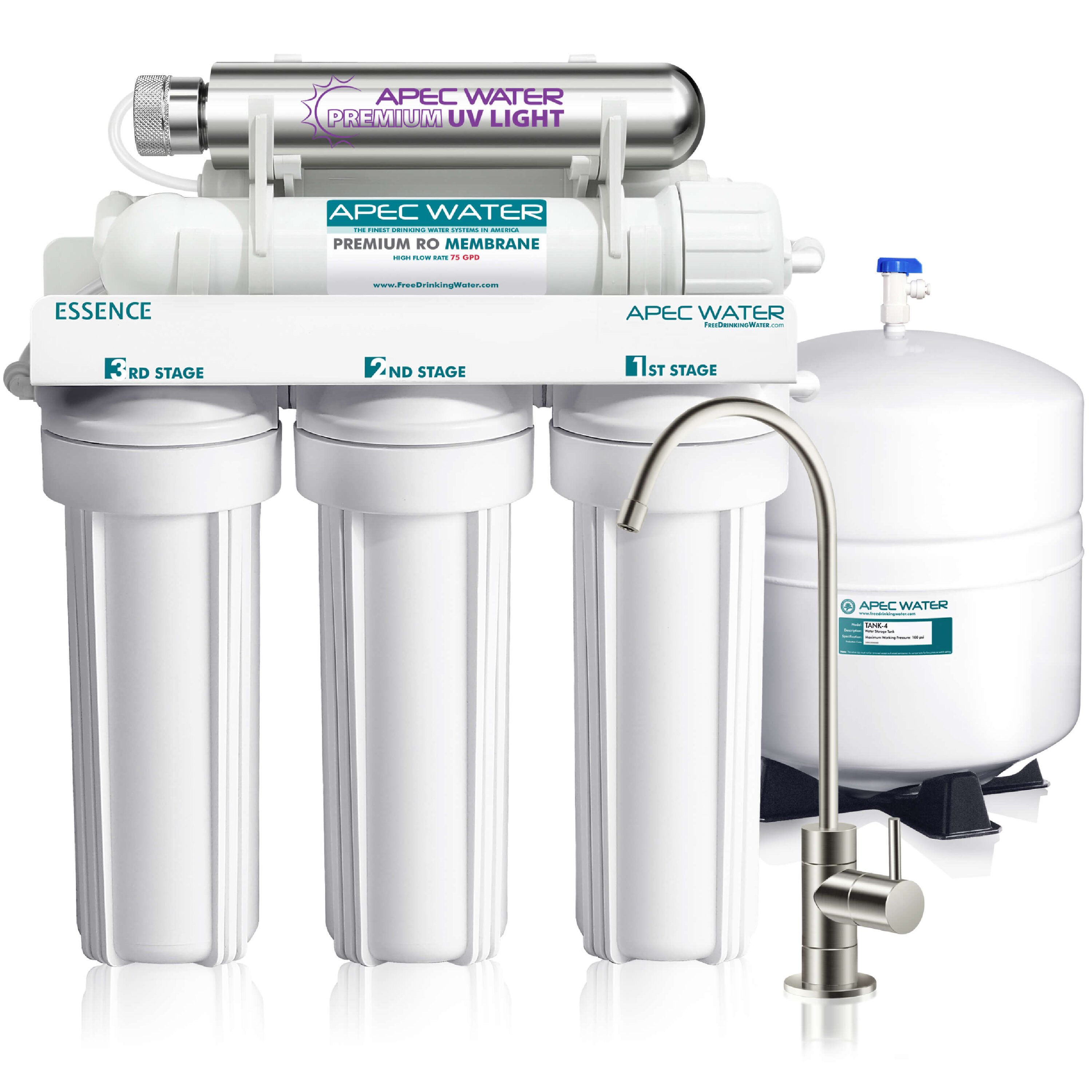 APEC Water ROES-UV75-SS ESSENCE Mechanical filtration Reverse Osmosis Filtration System