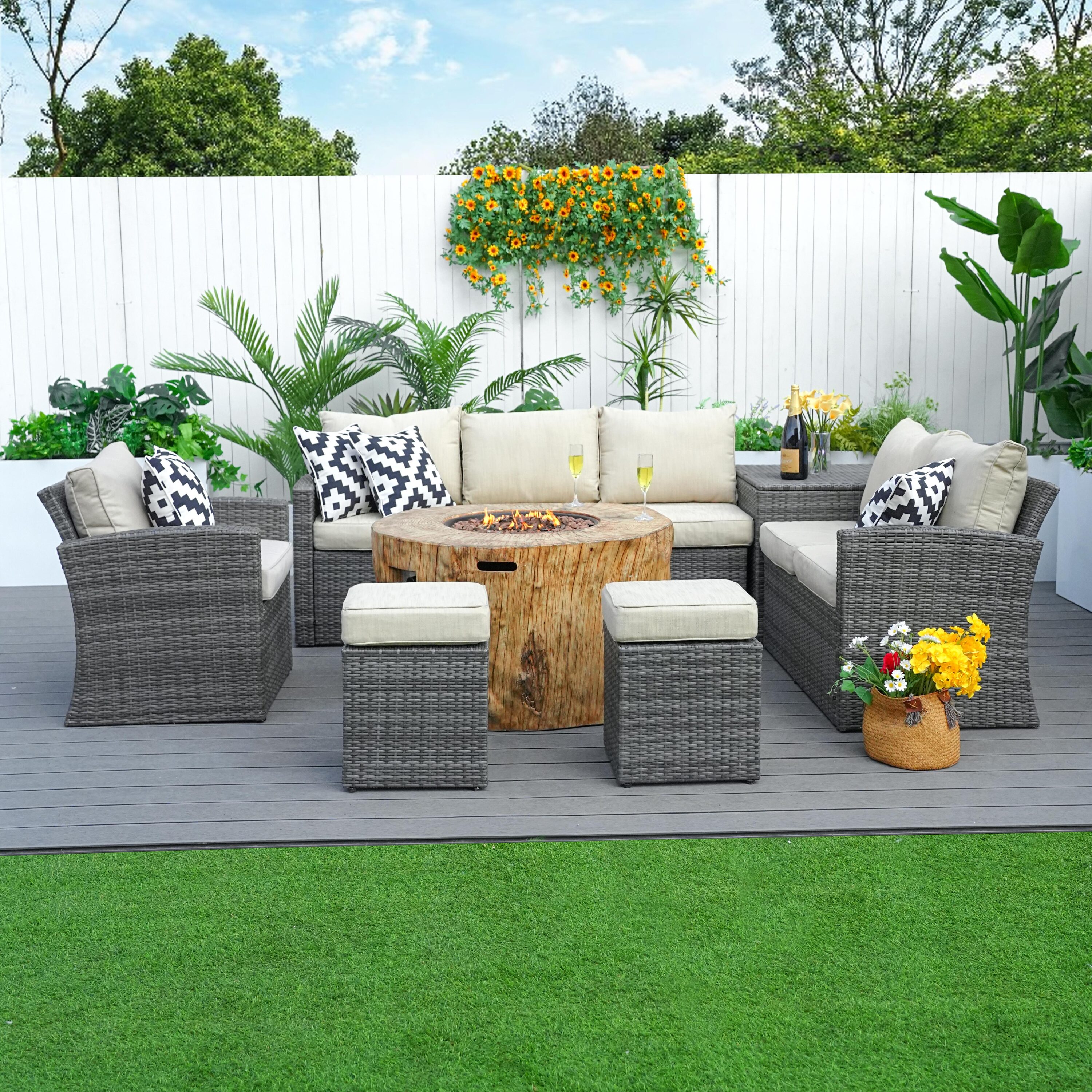Direct Wicker DWG-1403B2180-GR Patio-Conversation-Sets - View #5
