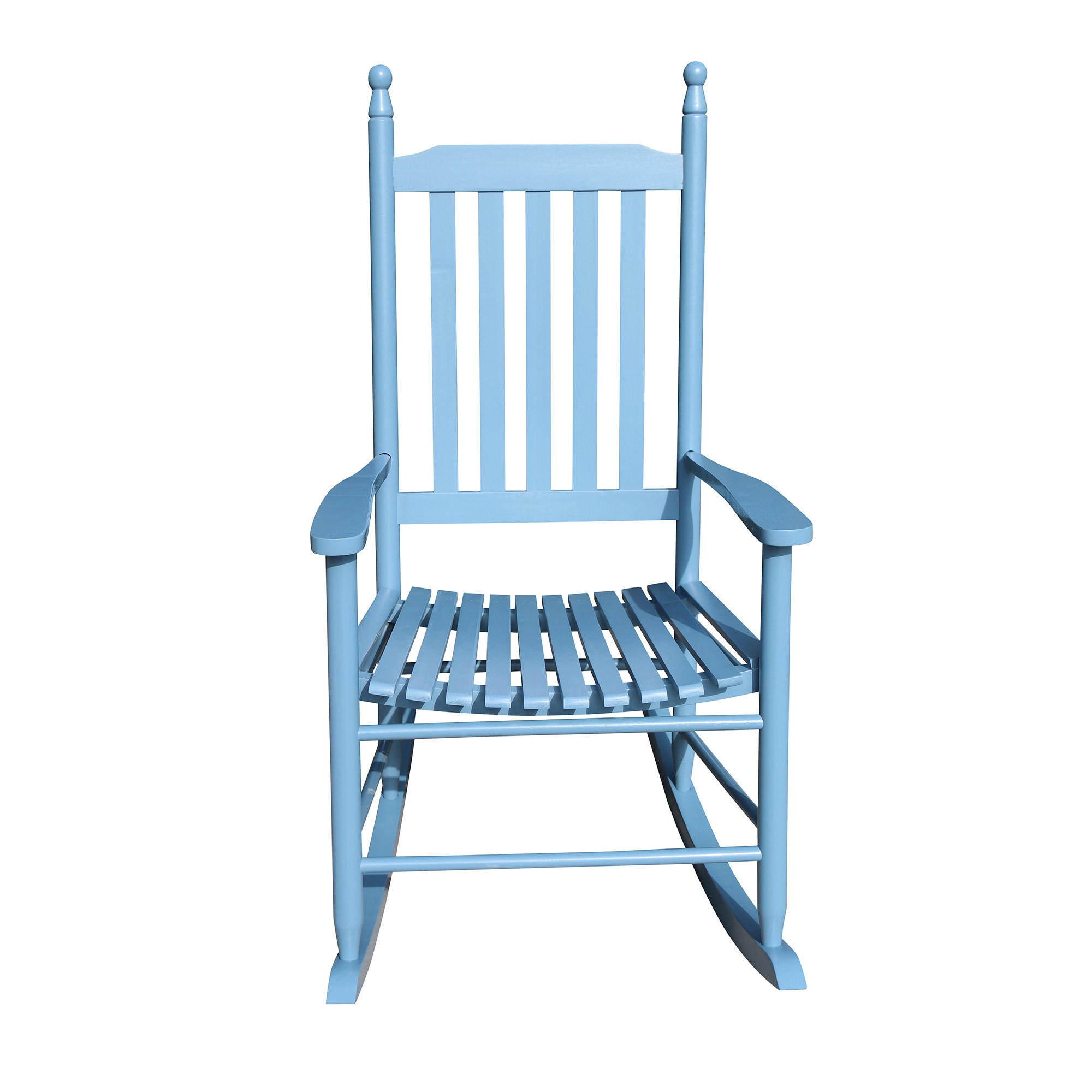 Blue Solid Wood Outdoor Rocking Chair with Arms