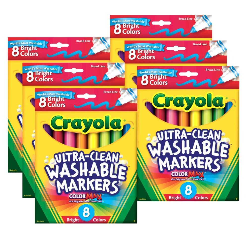 Washable Markers, Broad Line, Assorted Colors, Pack of 40 (40 Broad Line  Washable Markers) 
