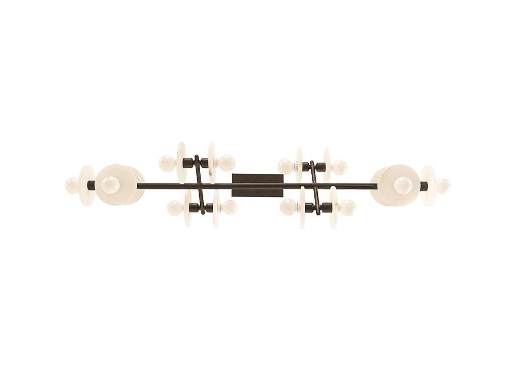 Amani Black Cashmere 14-Light Linear Chandelier with Alabaster Discs