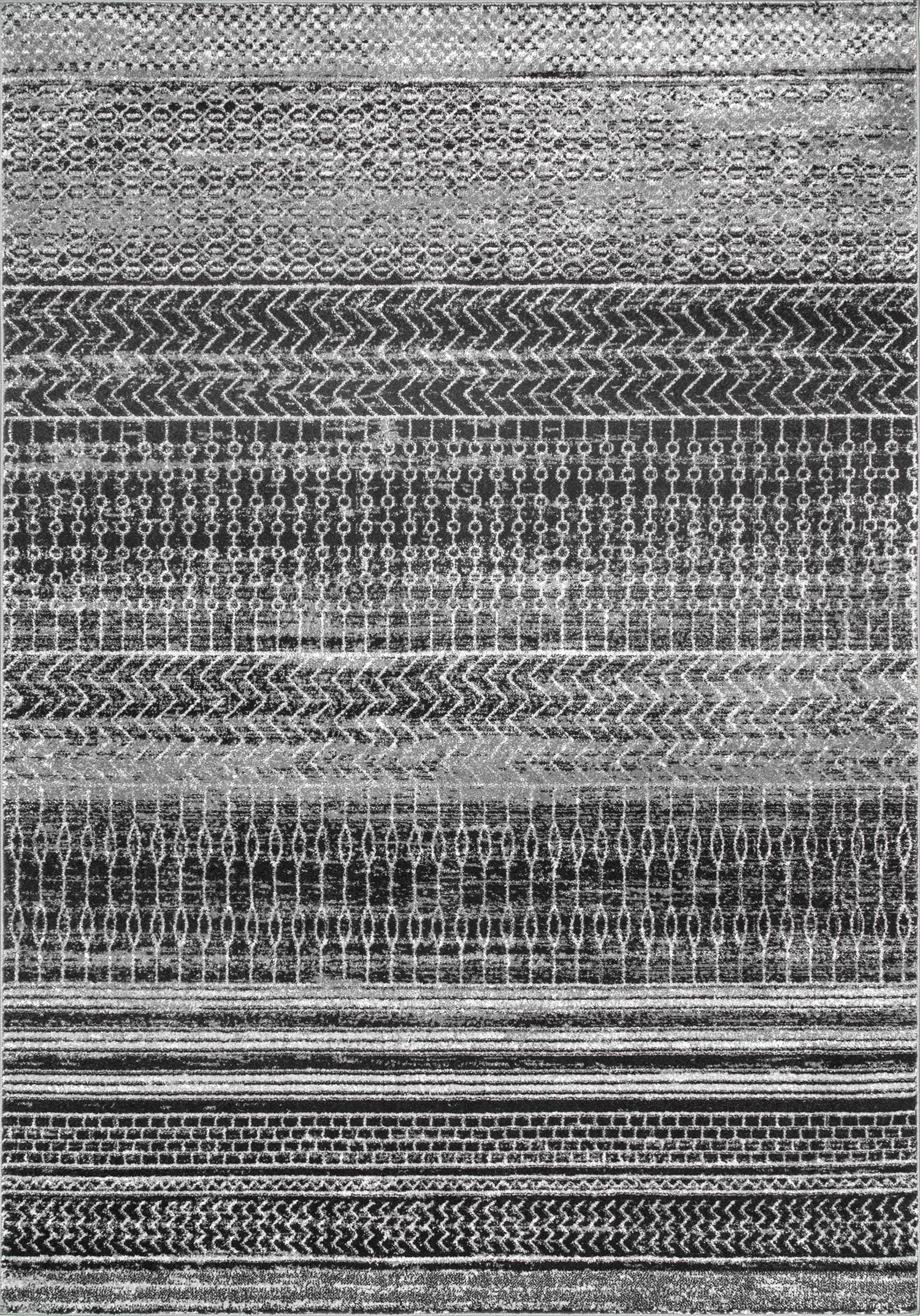 nuLOOM RZBD65A-28012 2 x 12 (ft) Loomed Polypropylene Dark Grey Rectangular Indoor Stripe Vintage Runner rug