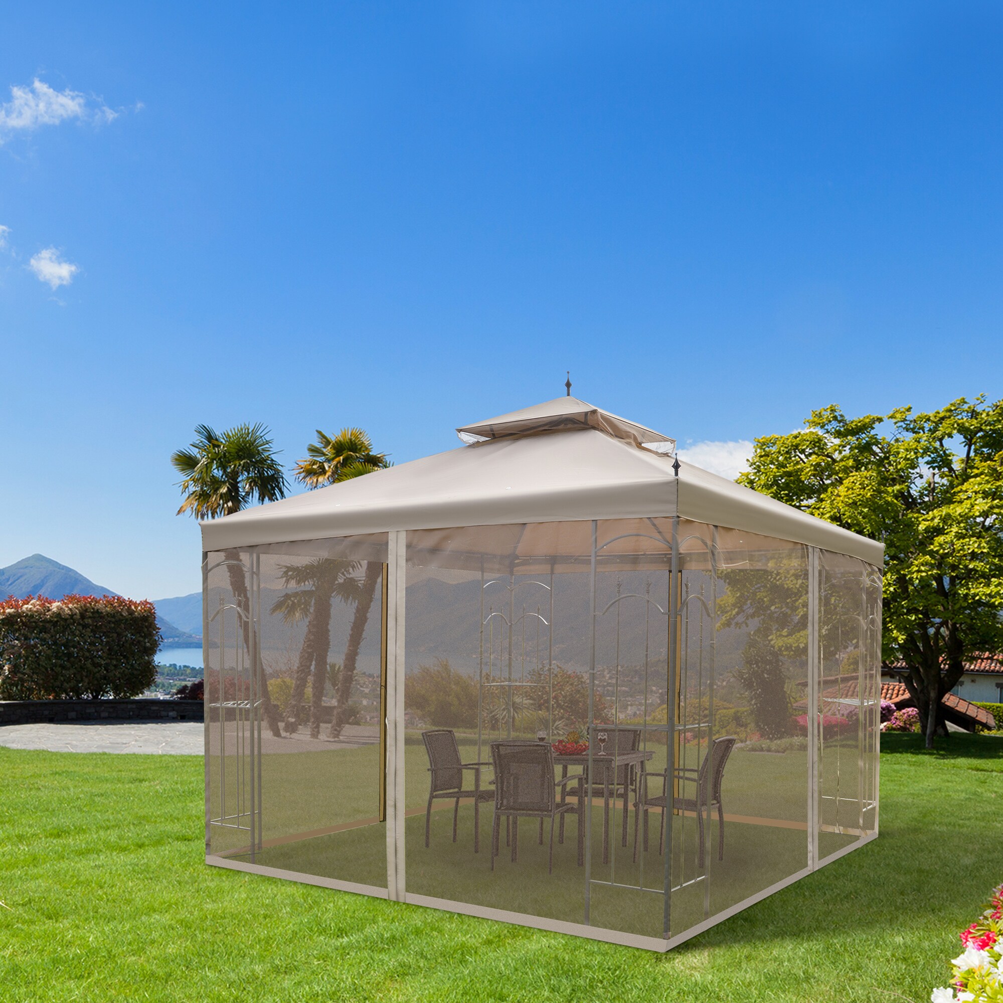 Outsunny 84C-028BN Wood-Resin-Gazebos - View #2