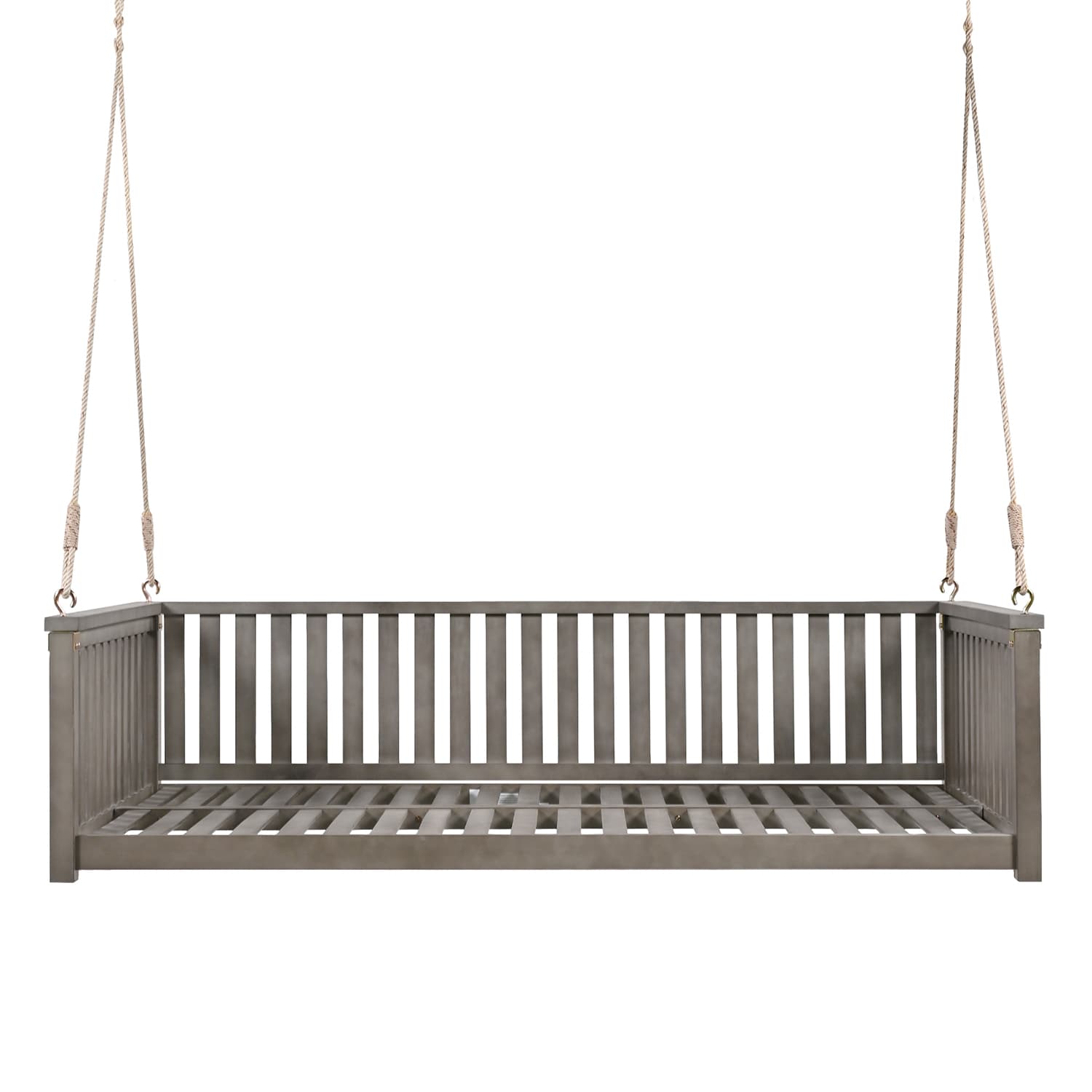 SINOFURN SYA010486GY 2 -person Gray Wood Outdoor Swing bed