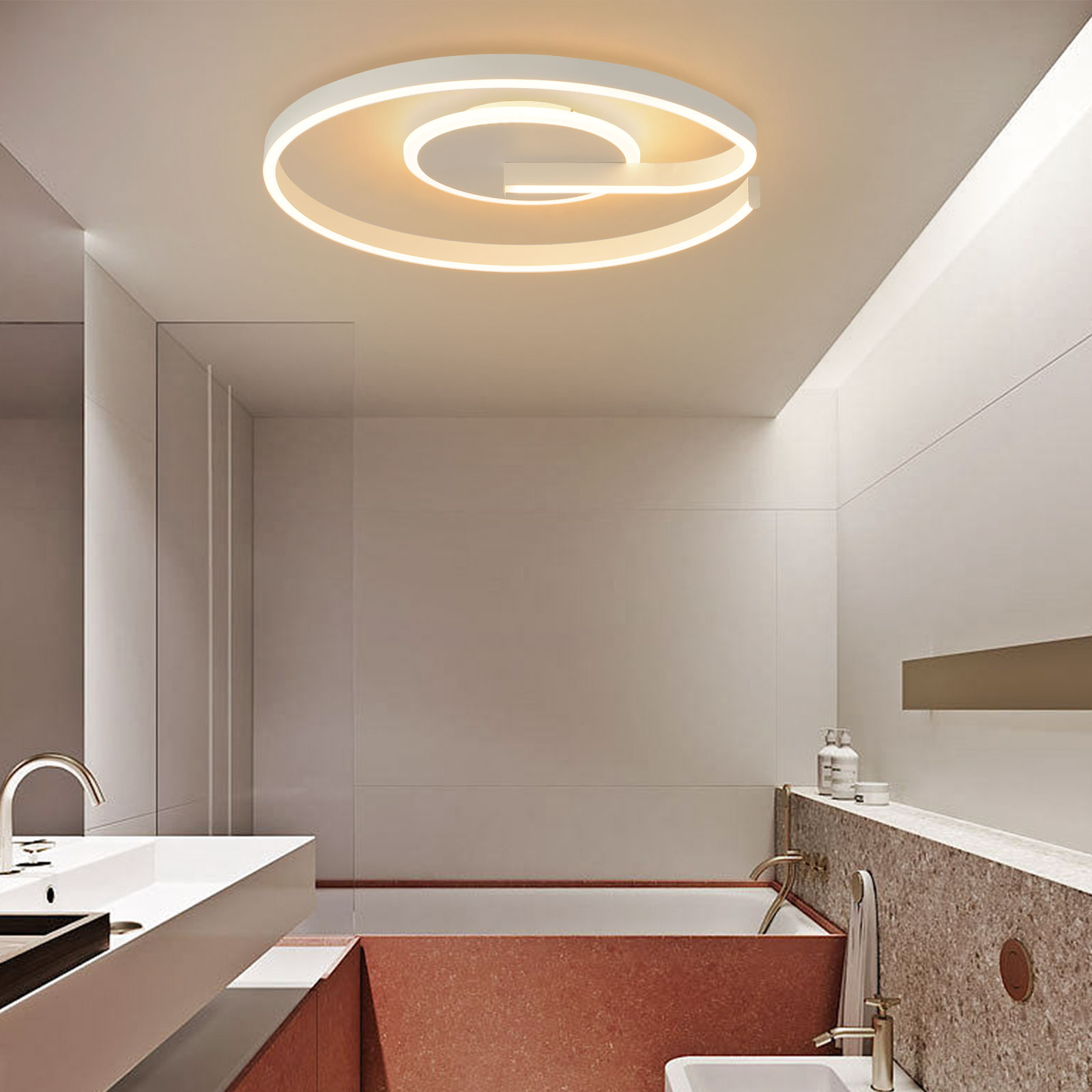 Oukaning 1-Light 19.68-in Brushed White LED Flush Mount