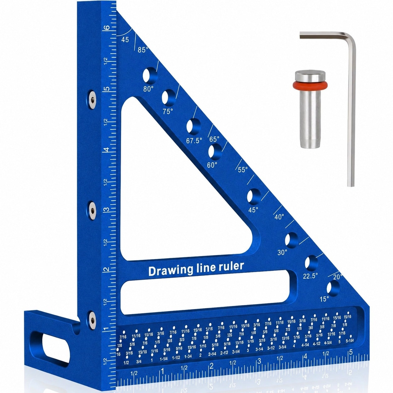 Linder Group Inc 3D measuring square multi angle carpenters tool with angle pin for woodworking imperial line ruler precision scribing holes durable aluminum #L3KH3WXV