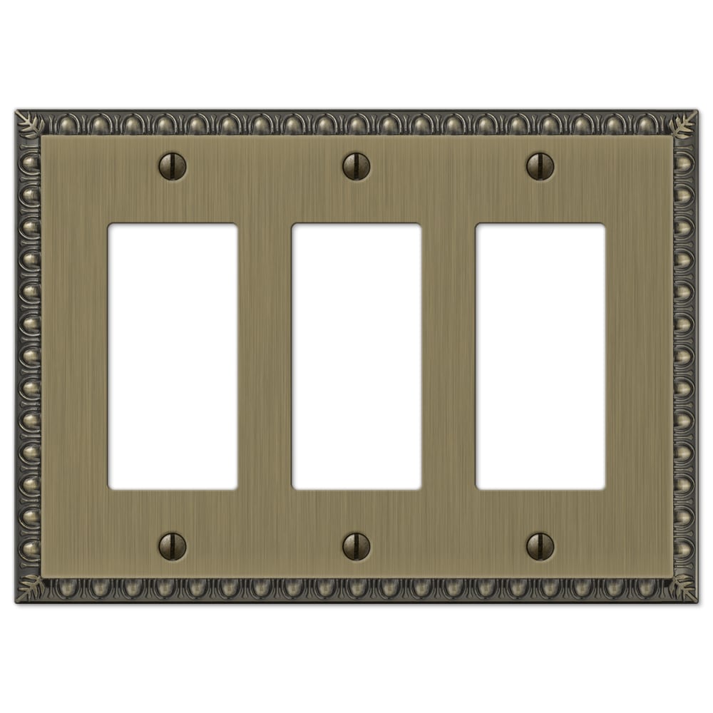 Amerelle 90RRRBB 3 -Gang Specialty Size Brushed Brass Metal Indoor Decorator Wall Plate