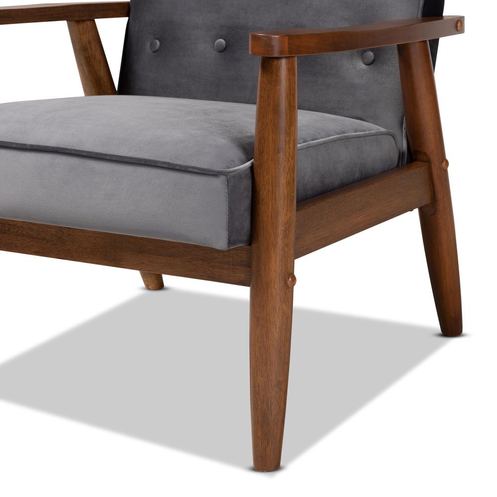 Baxton Studio Sorrento Midcentury Grey Brown Accent Chair in the