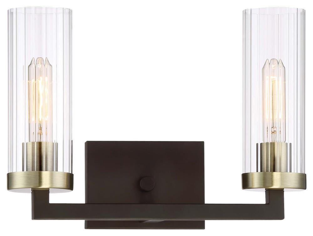 Kinston Aged Bronze 2-Light Vanity Sconce with Clear Glass