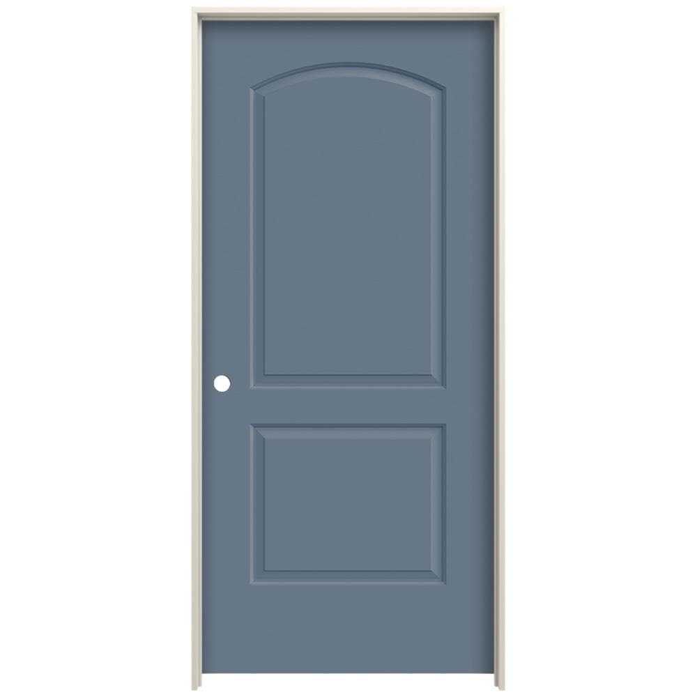 JELD-WEN LOWOLJW225600027 32-in x 80-in Colony Hollow core 2-panel round top Right hand Smooth Prefinished Molded composite Flat Jamb Single Prehung Interior Door