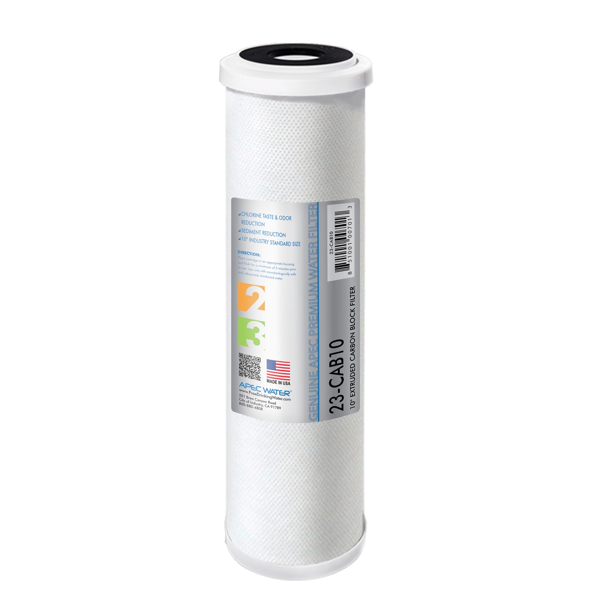 10-Inch White Carbon Block Water Filter for Under Sink