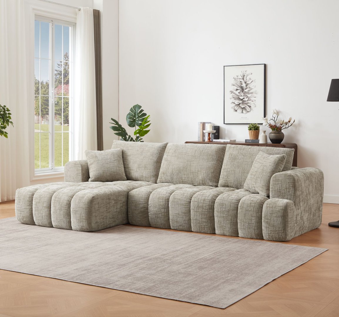 SIMTONAL Chenille L-Shape Luxury Sectional Oversized Sofa Comfy