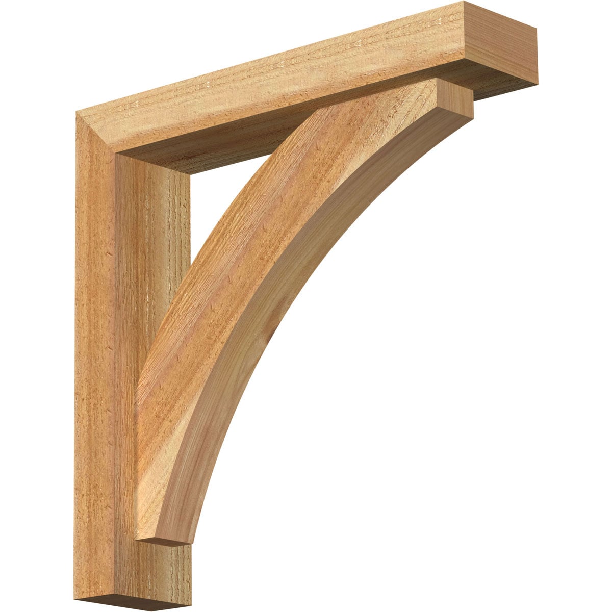 Ekena Millwork 1463812 Thorton Block Rough Sawn Bracket with Offset Brace 4-in x 18-in x 18-in Western red cedar Brown Wood Standard bracket