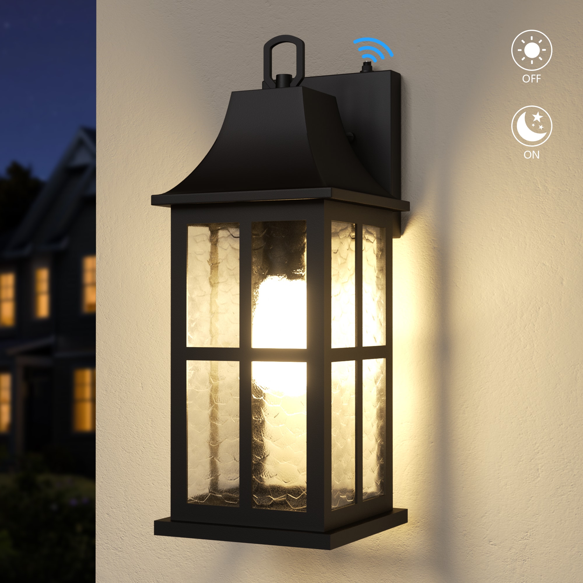 Maxax Montpelier 1 -Light 18-in H Matte Black Hardwired Dark Sky Dusk to Dawn Outdoor Wall Light