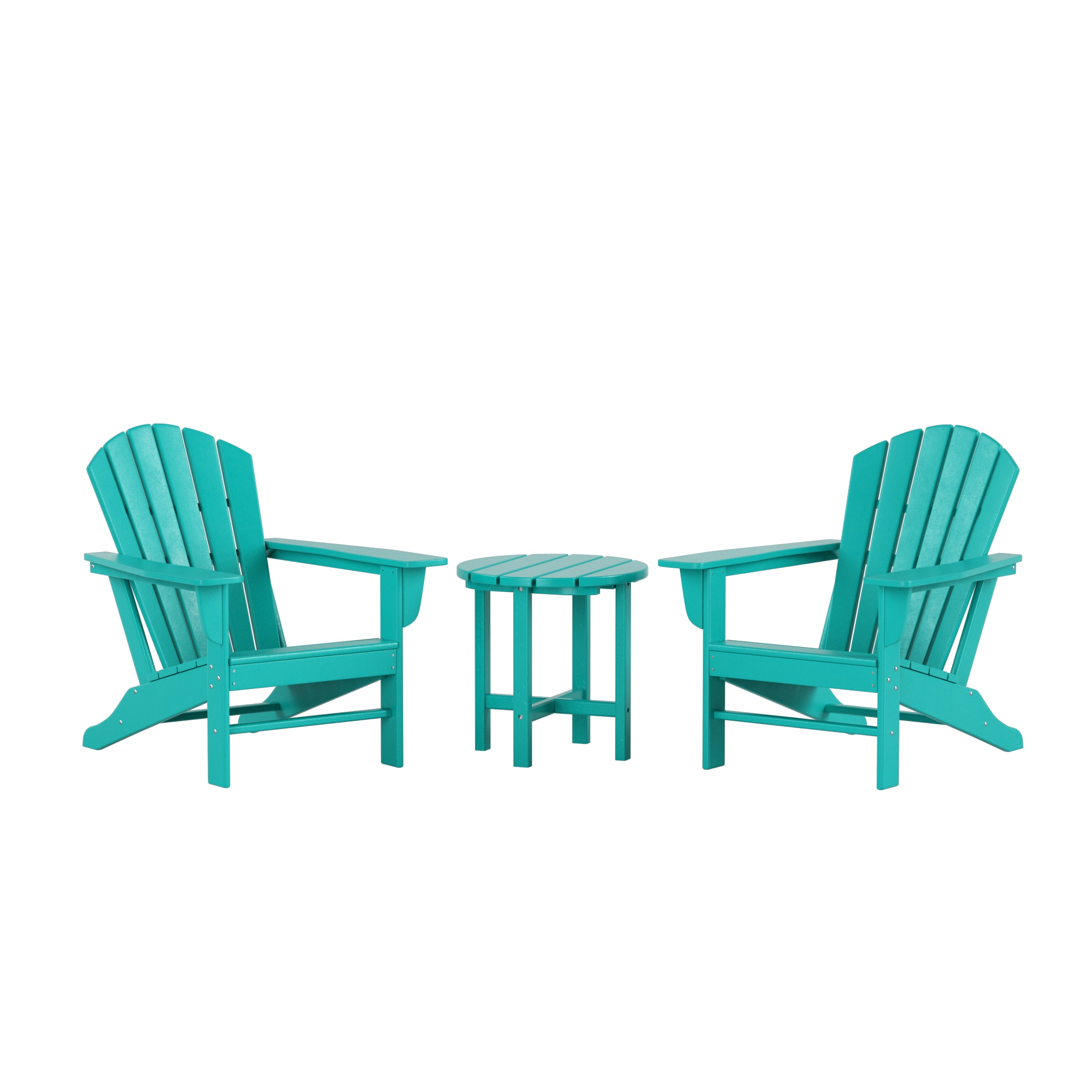 Westin Furniture OP6001-TQ-3 Altura Set of 2 Turquoise HDPE Frame Stationary Adirondack Chair with Slat Seat