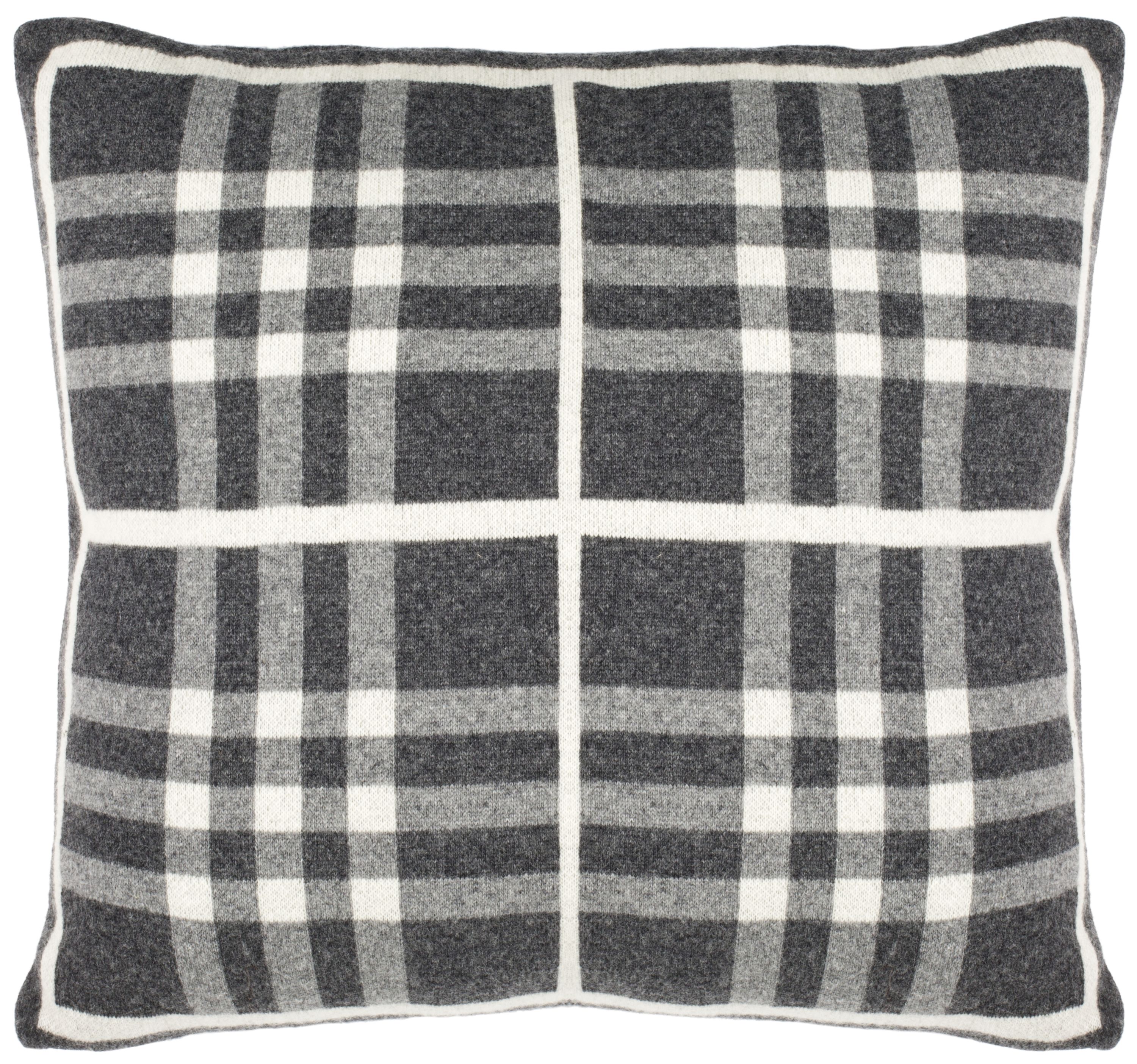 Safavieh PLS204A-2020 Unity Gingham Knit 20-in x 20-in Gray/Ivory Indoor Decorative Pillow