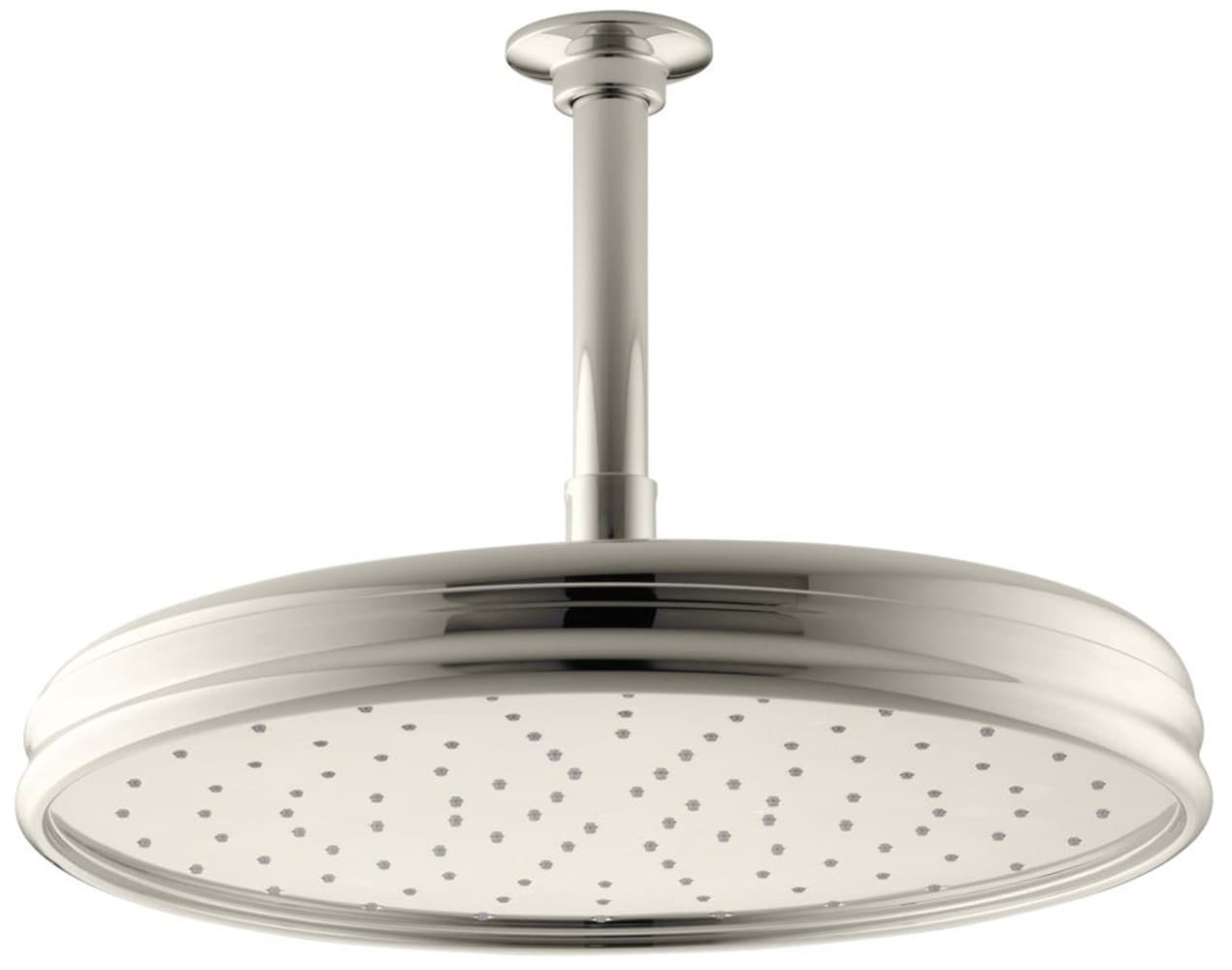 KOHLER 13694-SN Traditional 1.0 -Spray Vibrant polished nickel 12.4375-in Round Fixed Rain Shower Head 2.5 GPM