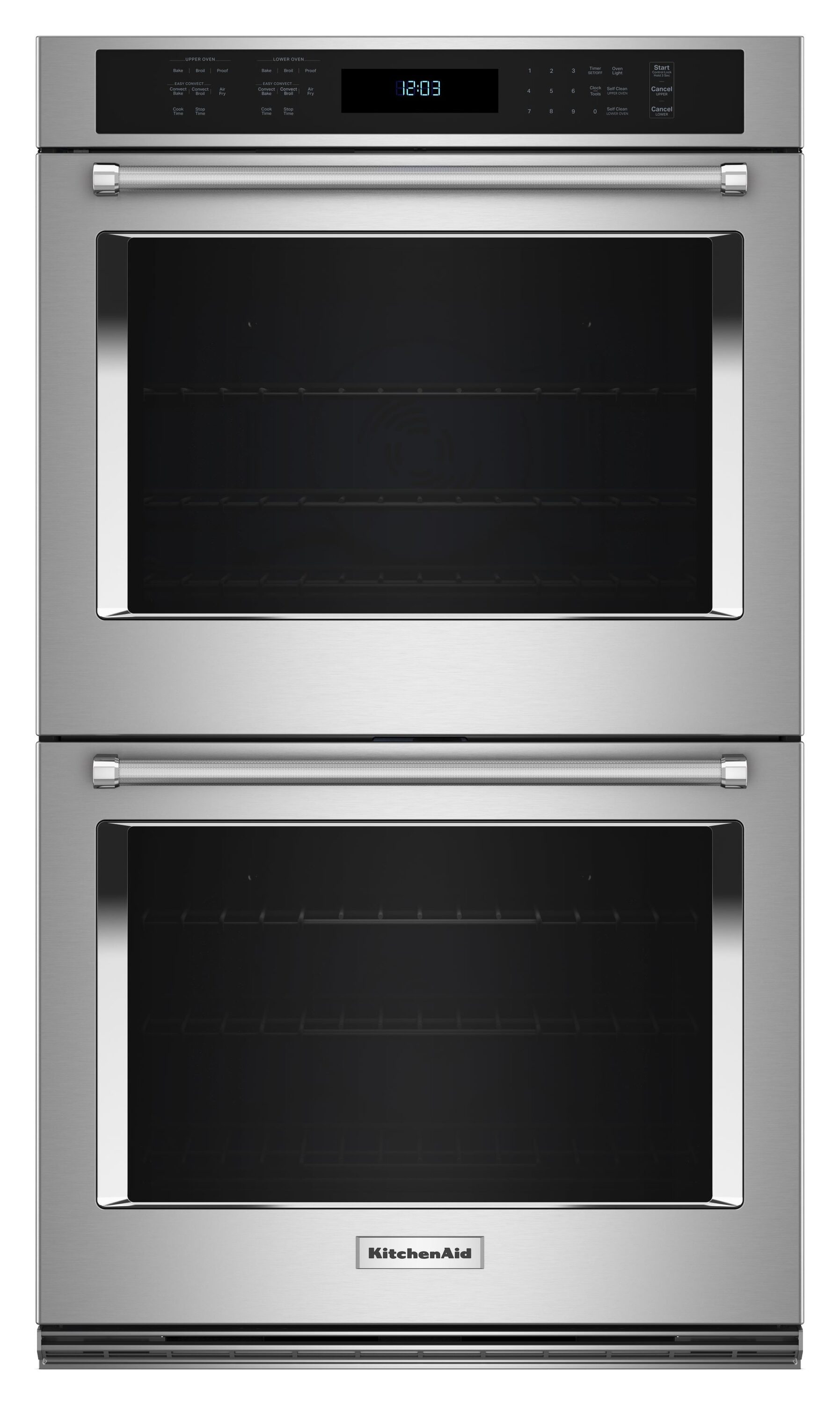 30-in Double Electric Wall Oven with Air Fry Single-fan and Self-cleaning (Stainless Steel with Printshield Finish) | - KitchenAid KOED530PPS