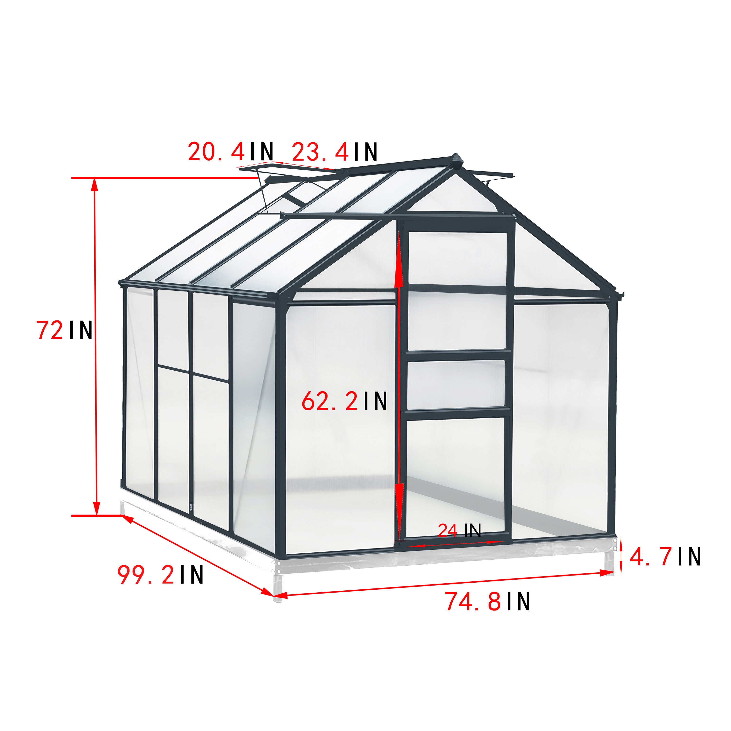 VEIKOUS 6' x 8' Aluminum Greenhouse Kit for Outdoor Walk-in Greenhouse ...