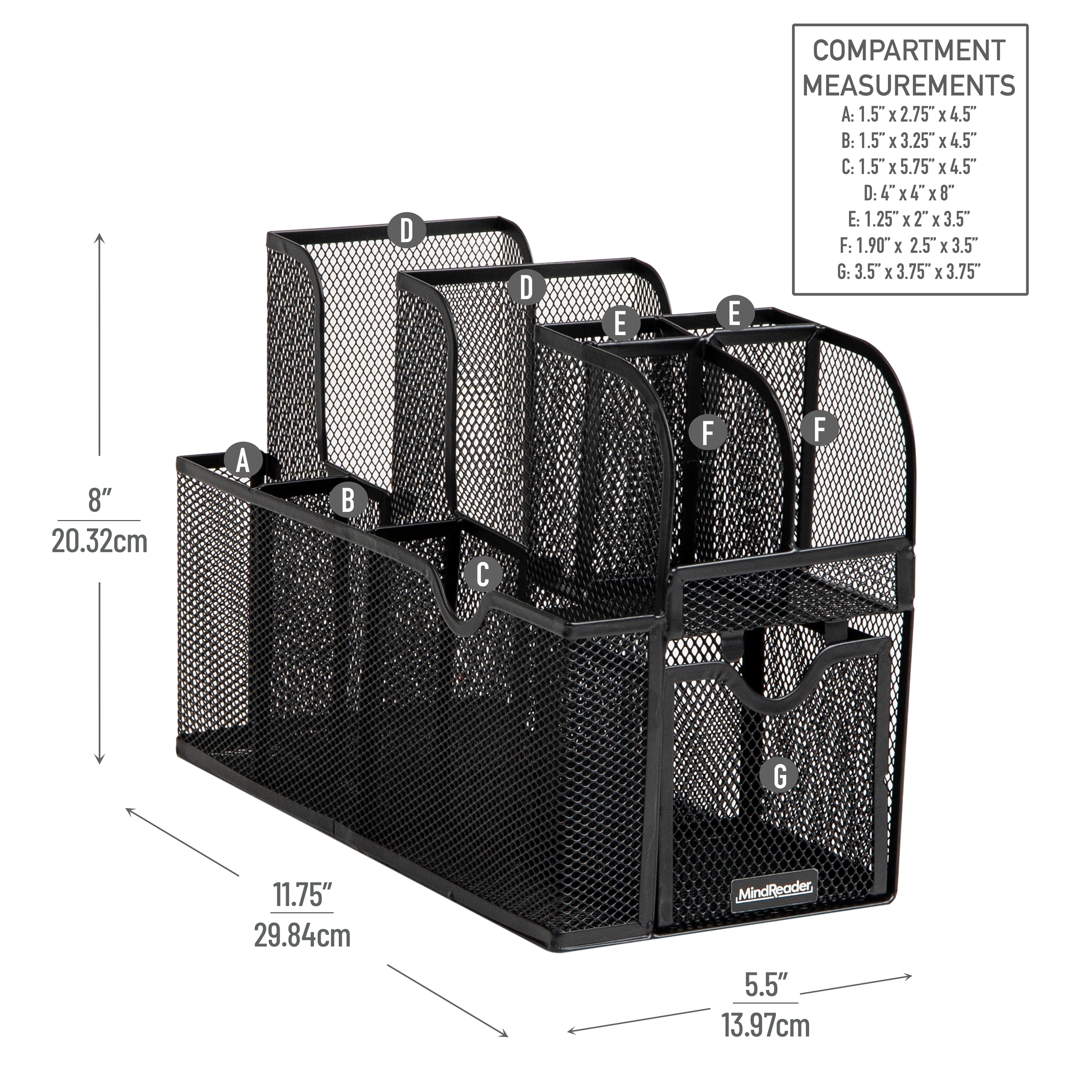 Black Metal 11-Compartment Coffee and Condiment Organizer