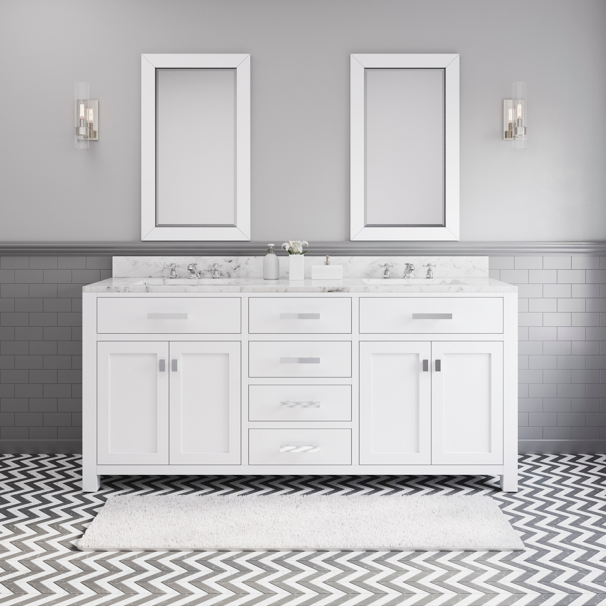 Water Creation Madison 72-in Pure White Undermount Double Sink Bathroom ...