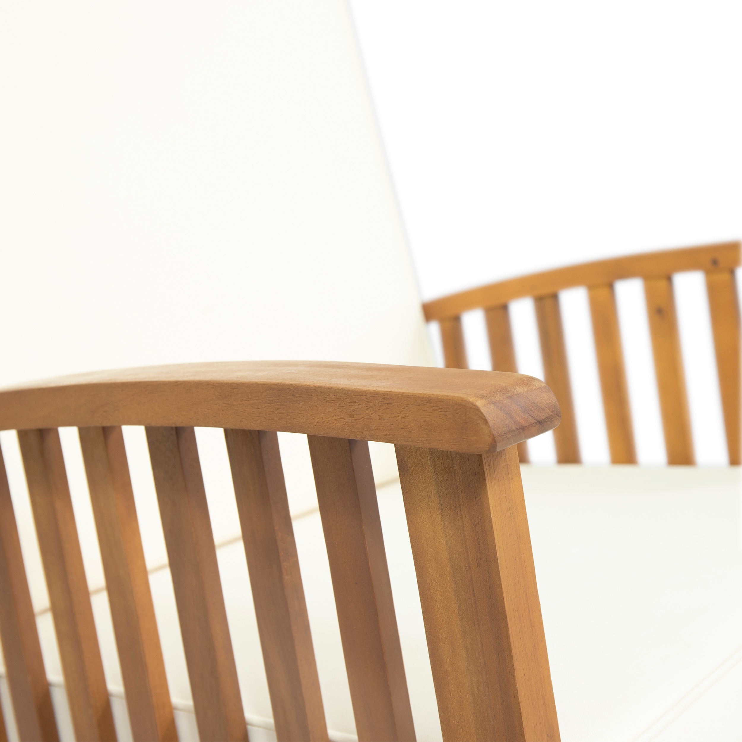 Casa Brown Acacia Wood Rocking Chair with Beige Cushions