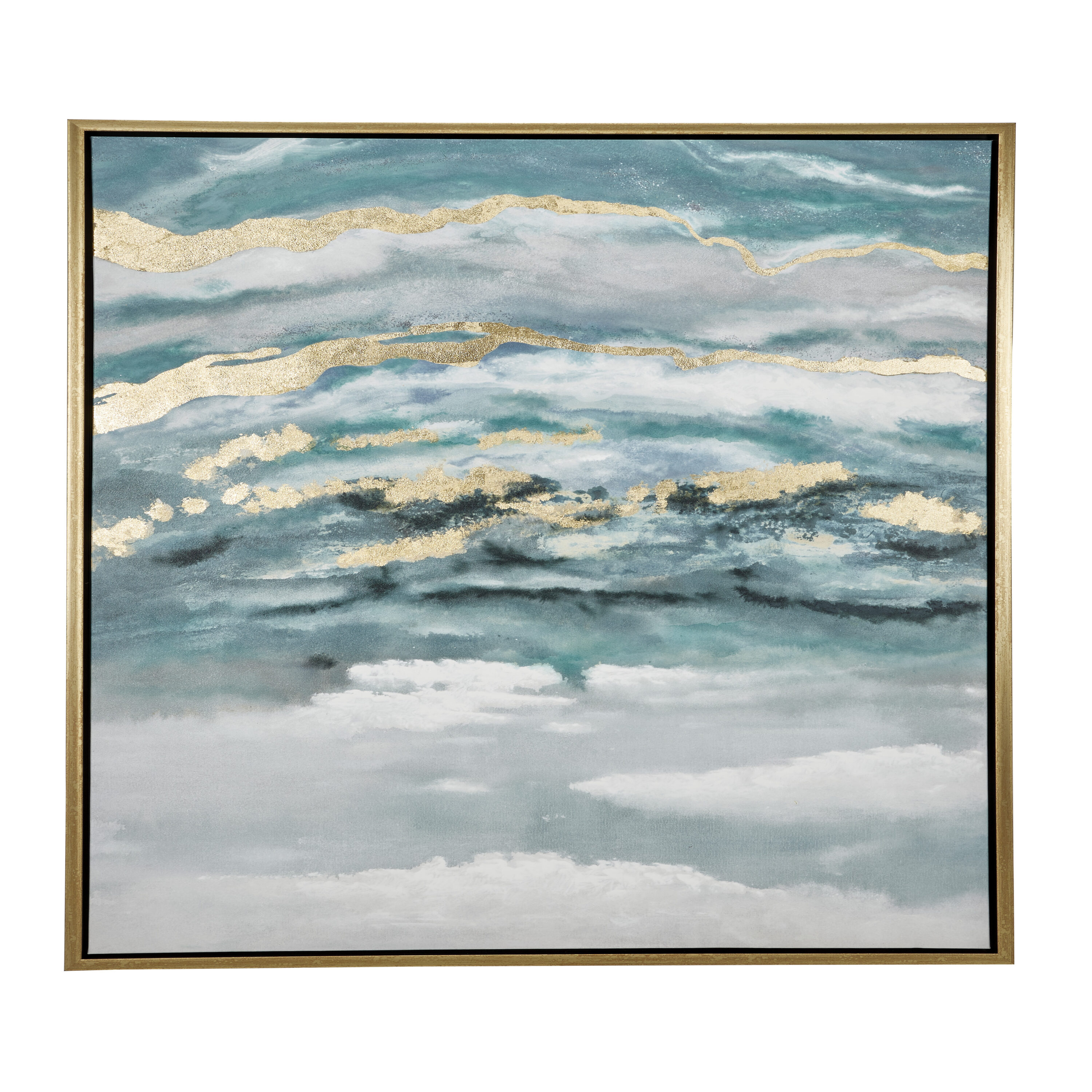 Blue and Gold Abstract Geode Canvas Wall Art