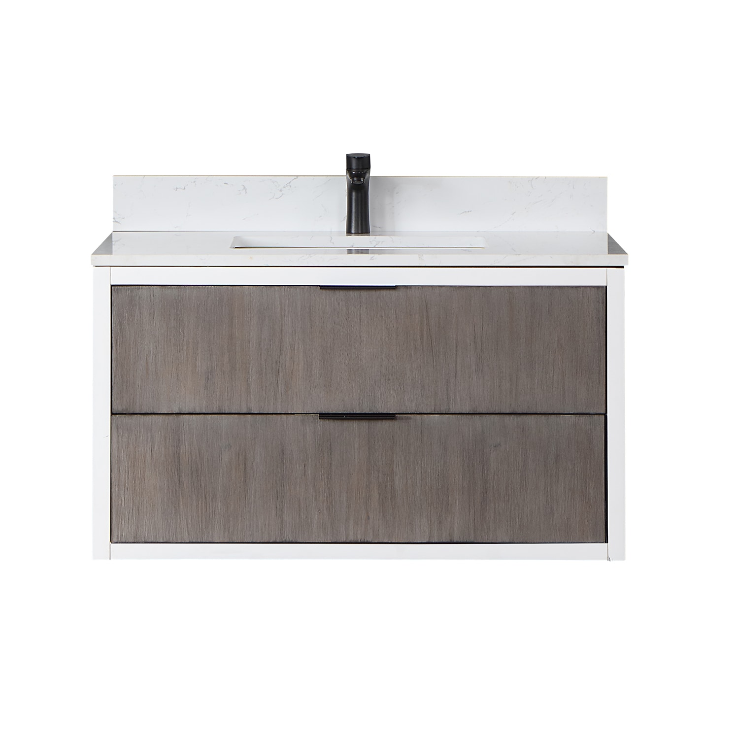 Altair 547036-CR-AW-NM Dione 36-in Classical Gray Undermount Single sink Floating Bathroom Vanity with Aosta White Engineered marble Top