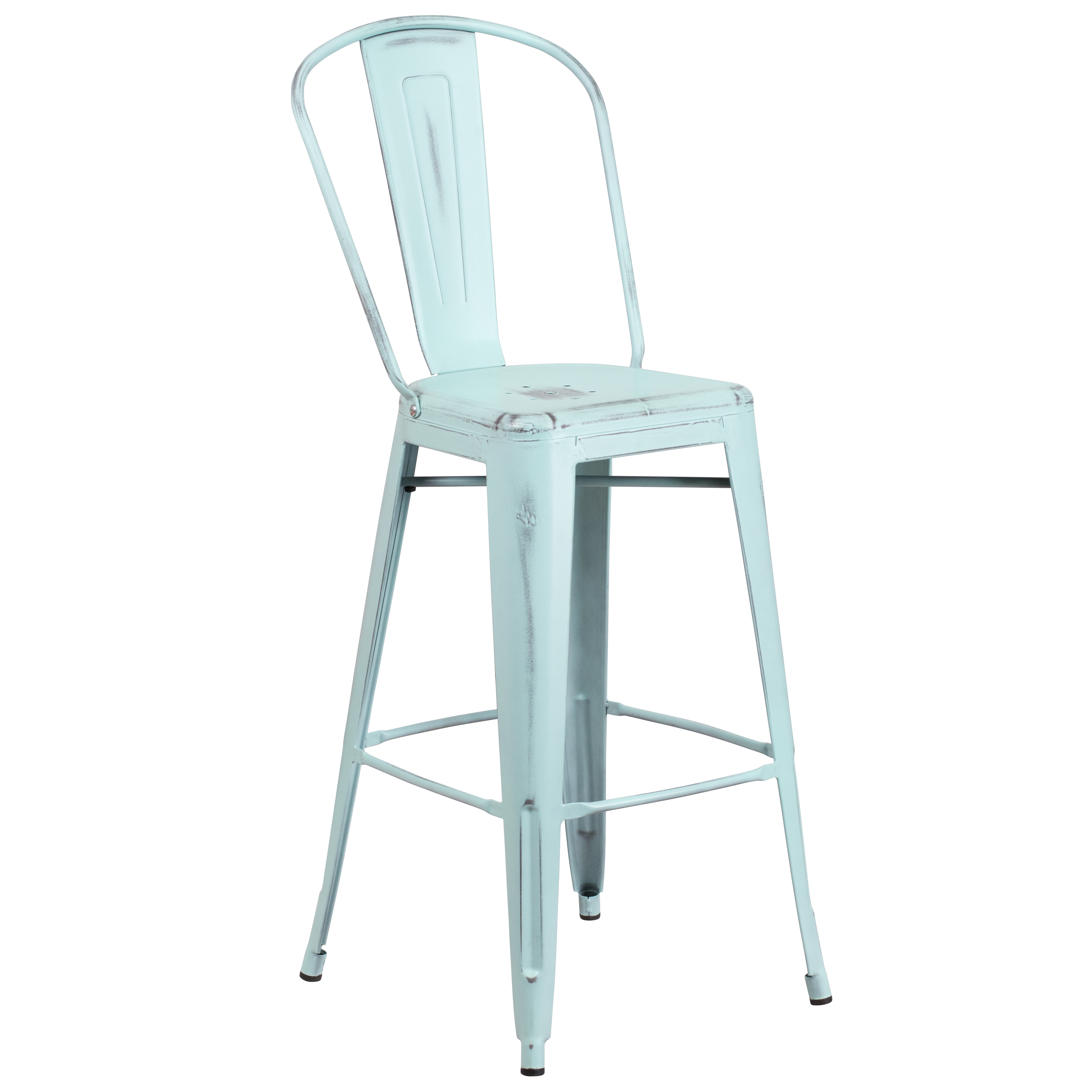 Flash Furniture 889142024293 Green-Blue 30.0-in H Bar height Square seat Stackable Metal Bar Stool and Back