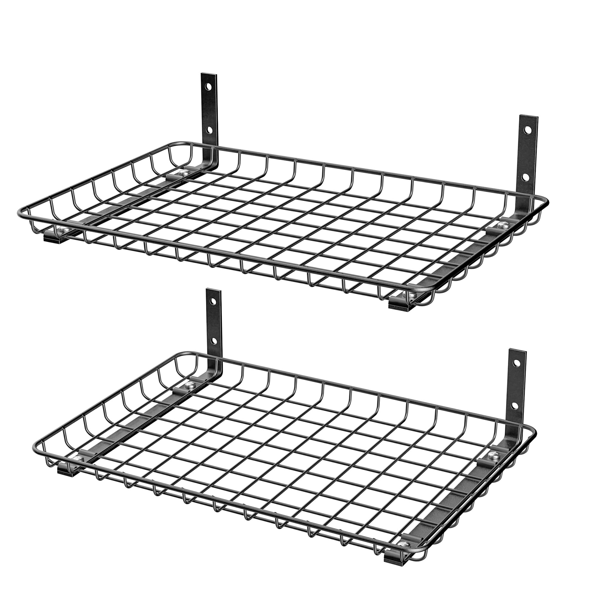 KIWDZFU -  Garage Wall Shelves 12 by 18 Inch Wall Mounted Metal Storage Shelf Rack Heavy Duty Org...