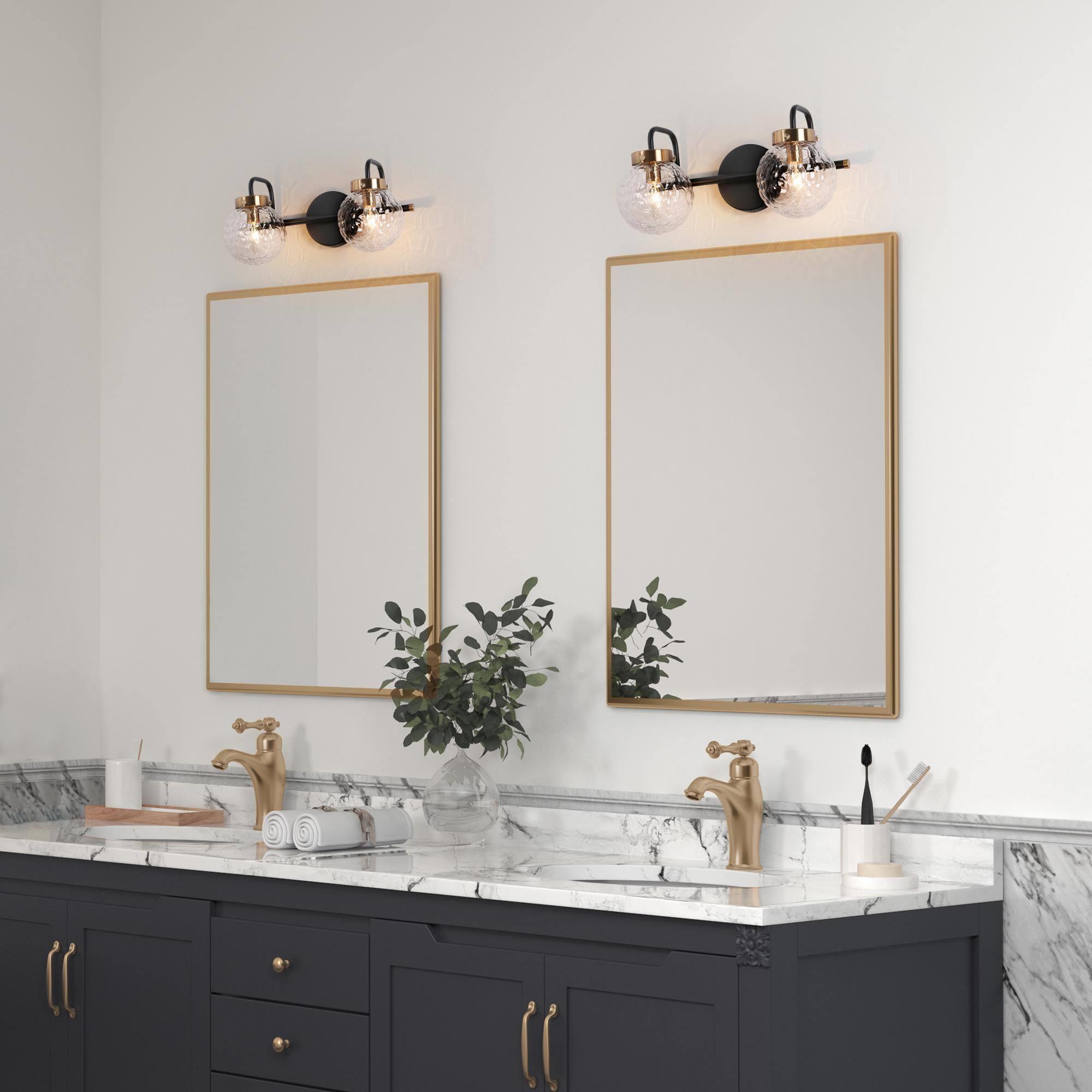 LNC Astrid 15-in 2-Light Matte Gold LED Modern/Contemporary Vanity ...