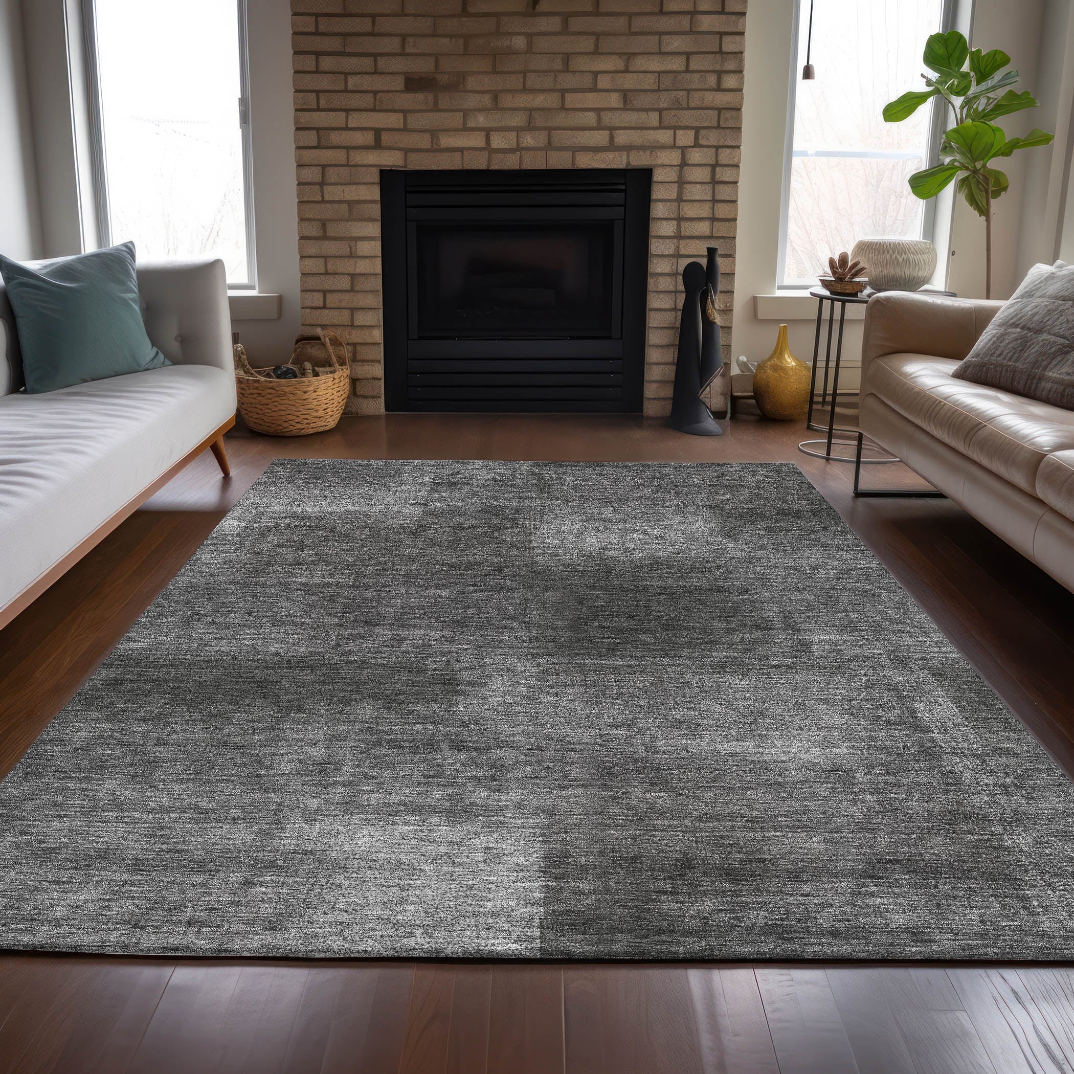 Addison Rugs ACN742GY10X14 Chantille ACN742GY 10 x 14 (ft) Polyester Gray Rectangular Indoor/Outdoor Geometric Machine washable Area rug
