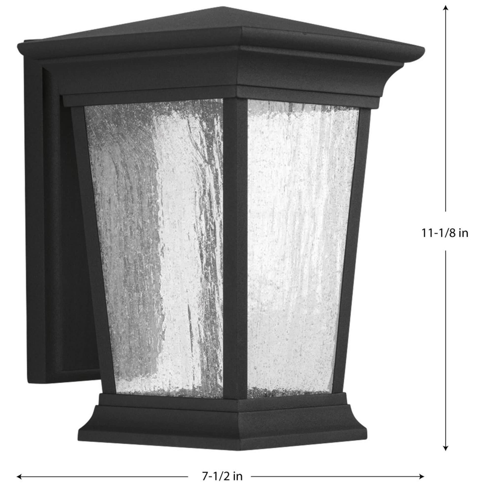 Black Aluminum LED Outdoor Wall Lantern with Textured Glass