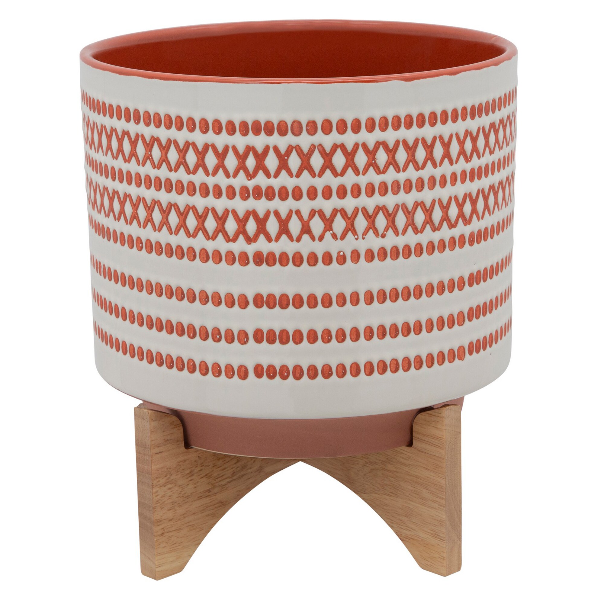Benzara BM232690 Round 10-in W x 12-in H Red Ceramic Indoor/Outdoor Planter