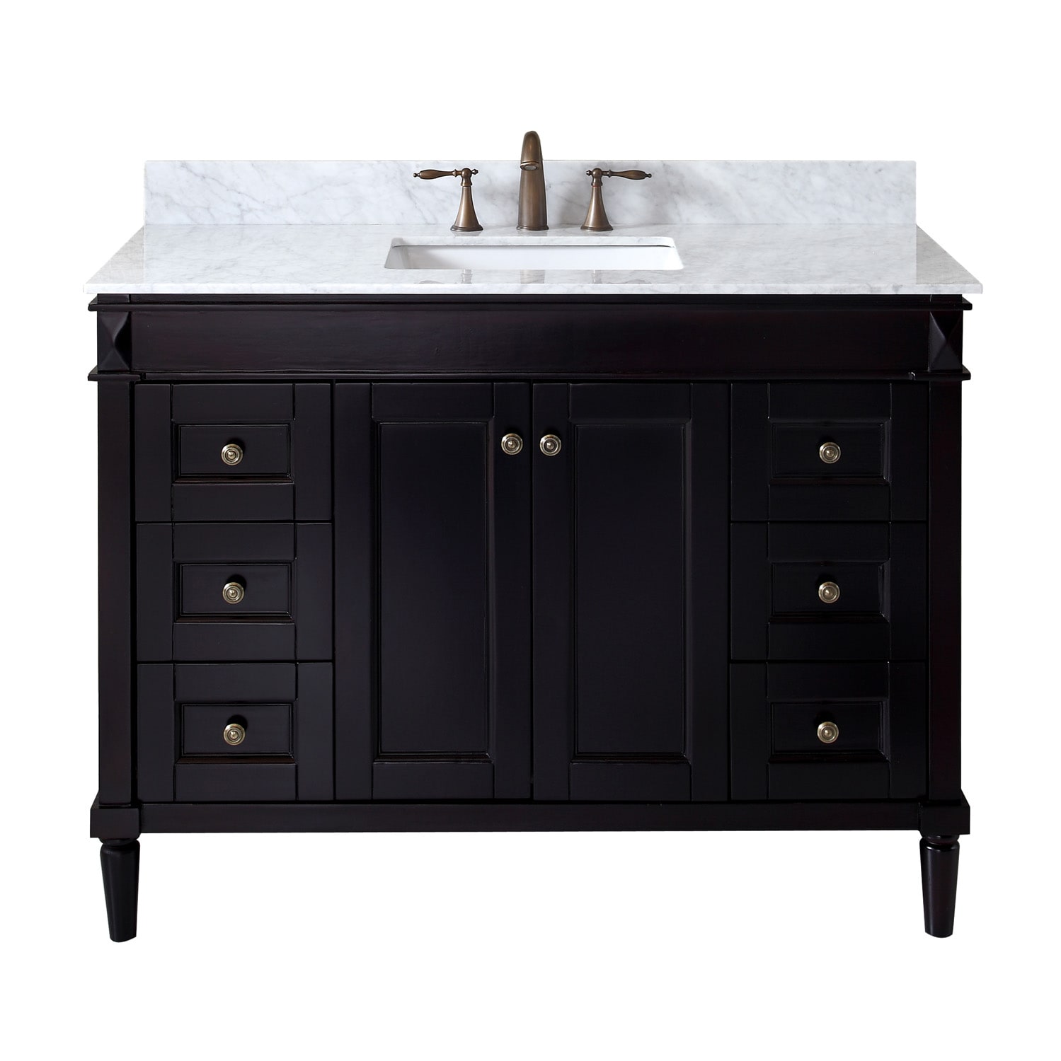 Virtu USA ES-40048-WMSQ-ES-NM Tiffany 48-in Espresso Undermount Single Sink Bathroom Vanity with Italian Carrara White Marble Top