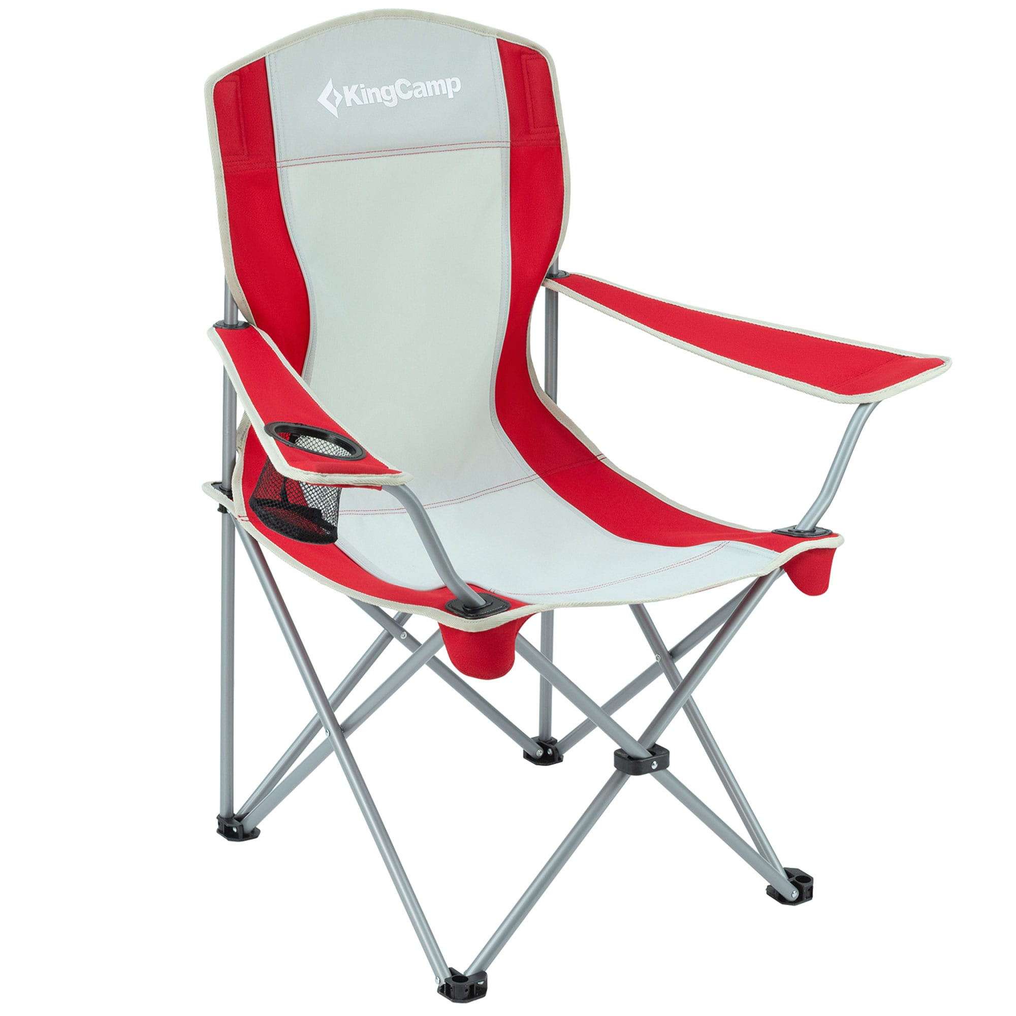 KingCamp 397272 Polyester Gray/Red Folding Camping chair Adjustable and