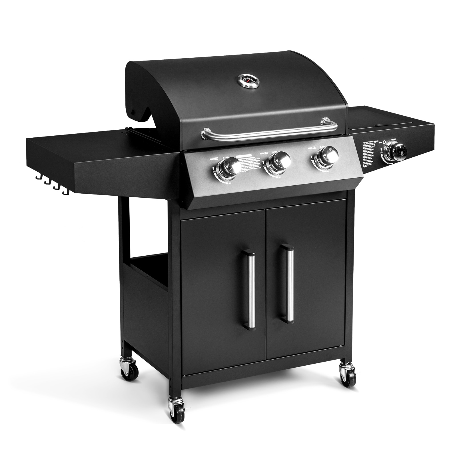 Winado LO1G57000761 Propane gas grill Black 3 -Burner Liquid Propane Gas Grill 1 -Side Burner