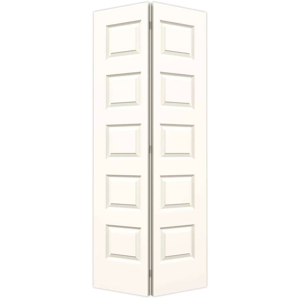 JELD-WEN Rockport 36-in x 80-in White 5-panel Equal Smooth Hollow Core Prefinished Molded Composite Closet Bifold Door (Hardware Included) -  LOWOLJW160400060