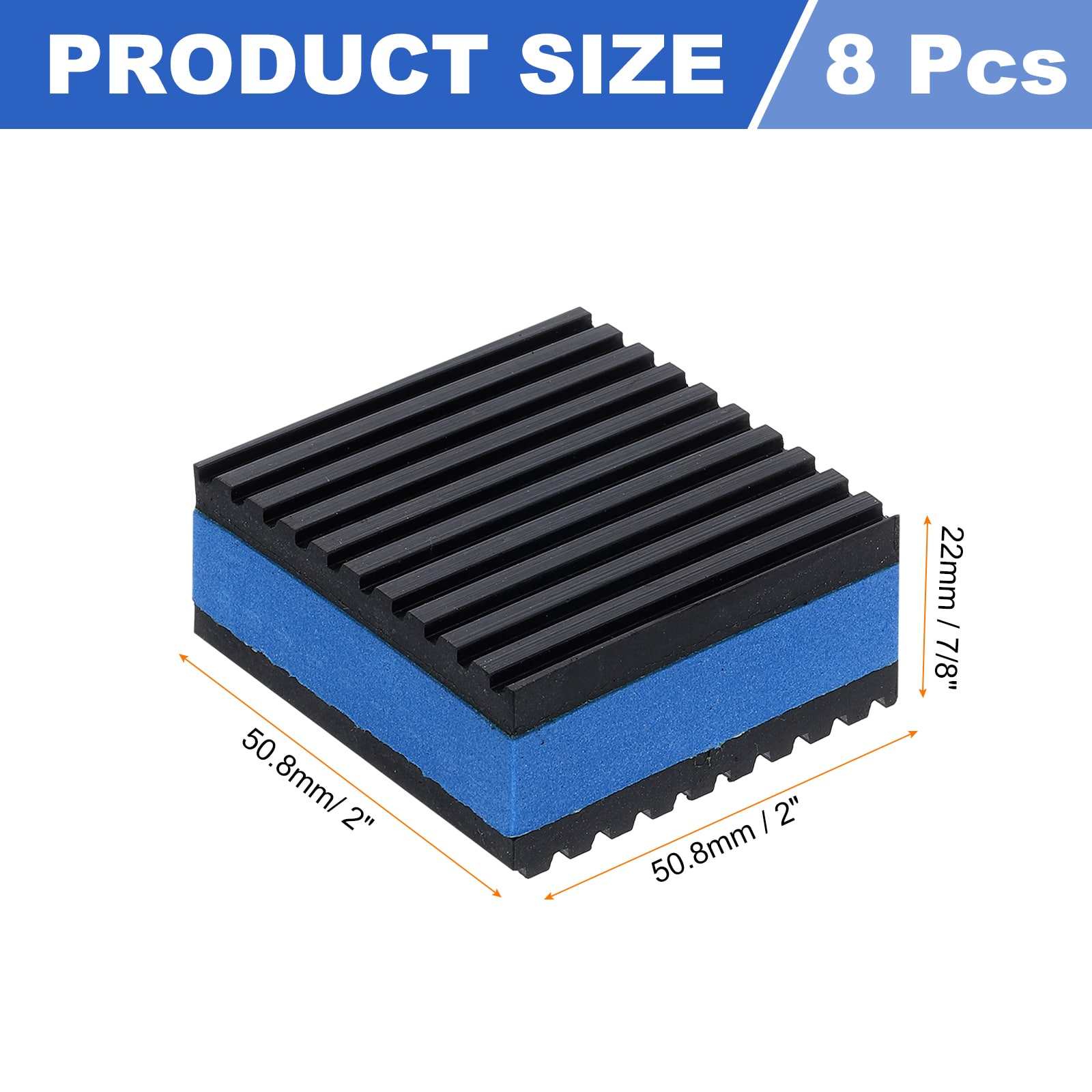 Unique Bargains 8pcs Anti Vibration Pads for Washing Machine 2-Inch x 2-Inch x 7/8-Inch Vibration Damping Pads Sound Isolation Ribbed Rubber Mats