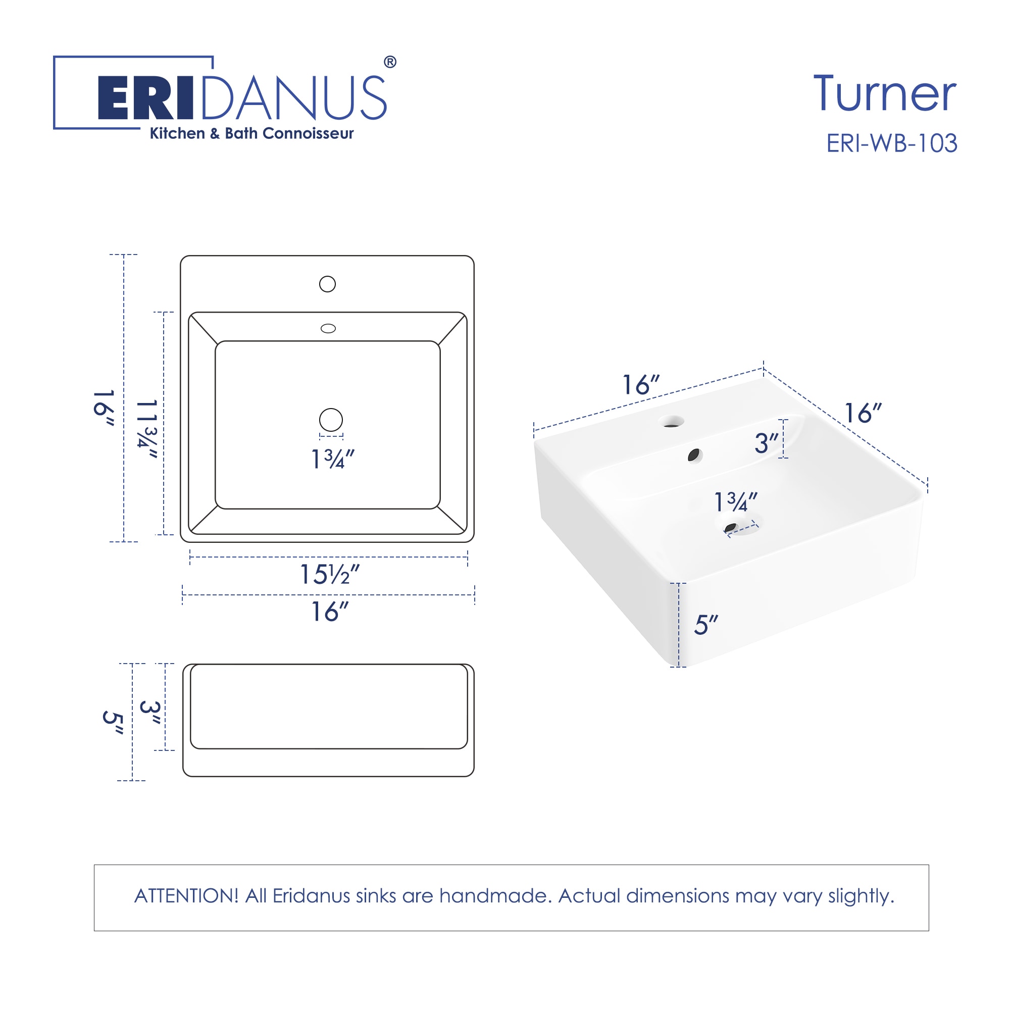 VEIKOUS White Natural Wood Drop-In Rectangular Trough Modern