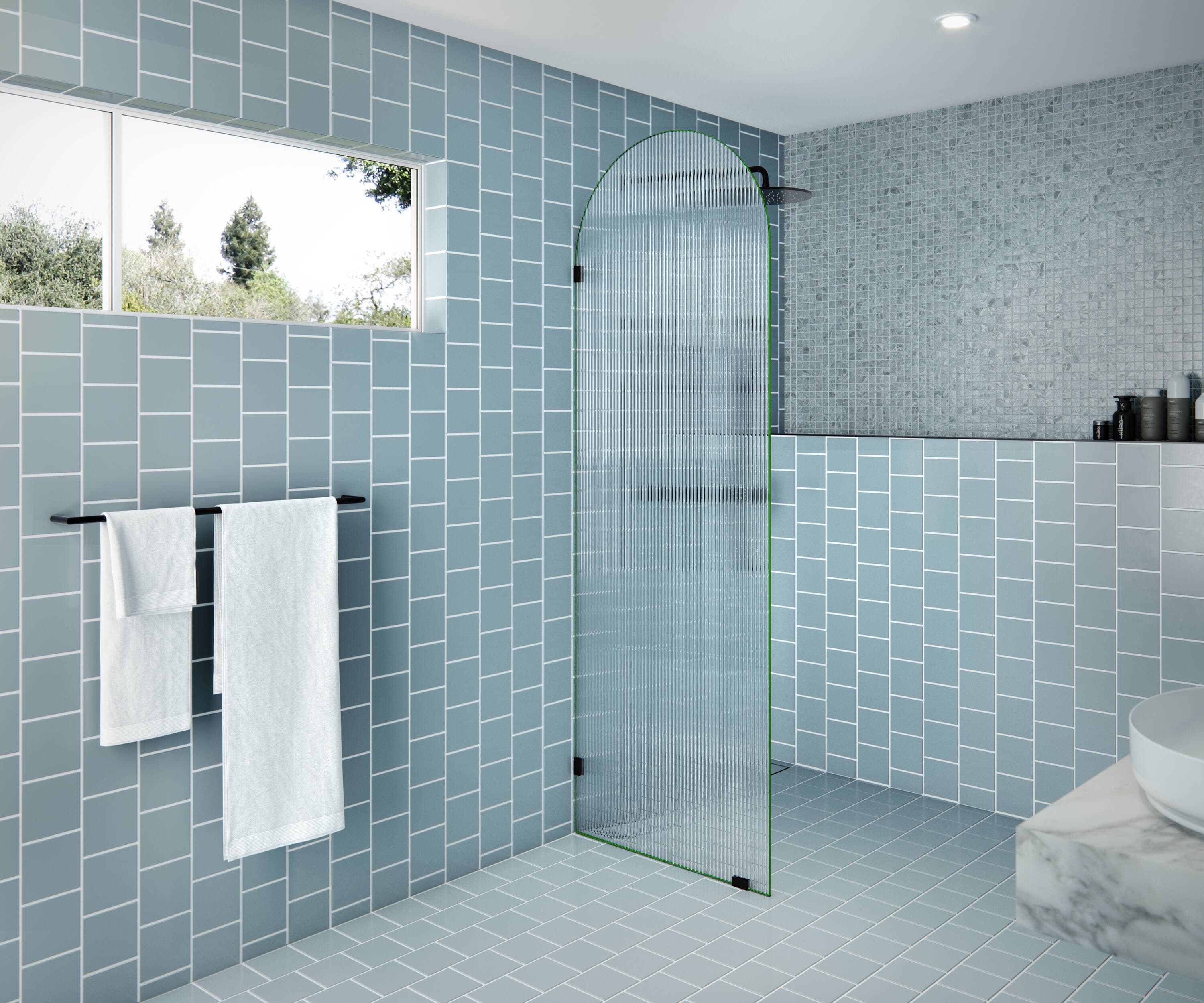 Glass Warehouse Maven Oil Rubbed Bronze 28-in W x 86.75-in H Frameless Tempered Glass Fixed Shower door