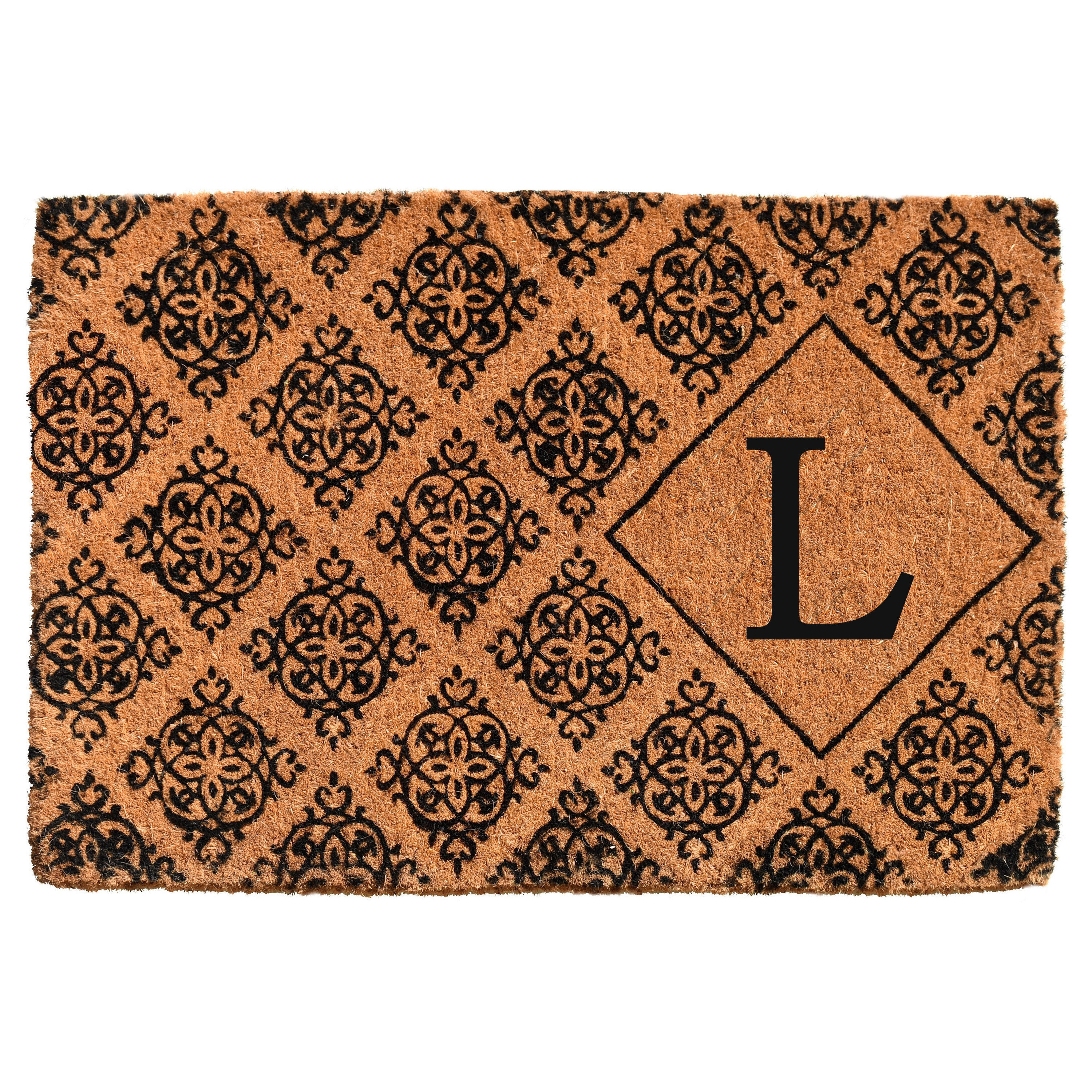 Callowaymills 103332436L 2-ft x 3-ft Natural/Black Coir Rectangular Indoor or Outdoor Decorative Door Mat