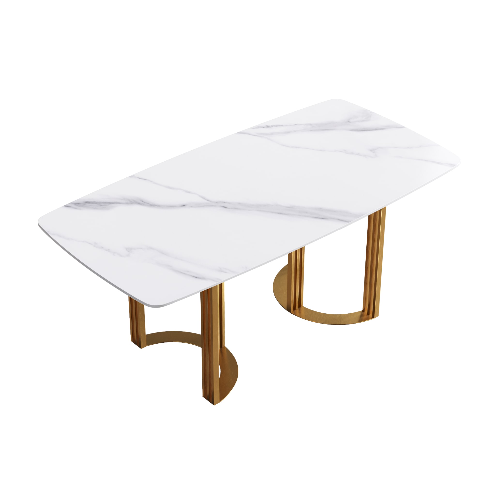 LIVIZA AT01 White Contemporary/Modern Dining Table, Faux Marble with ...